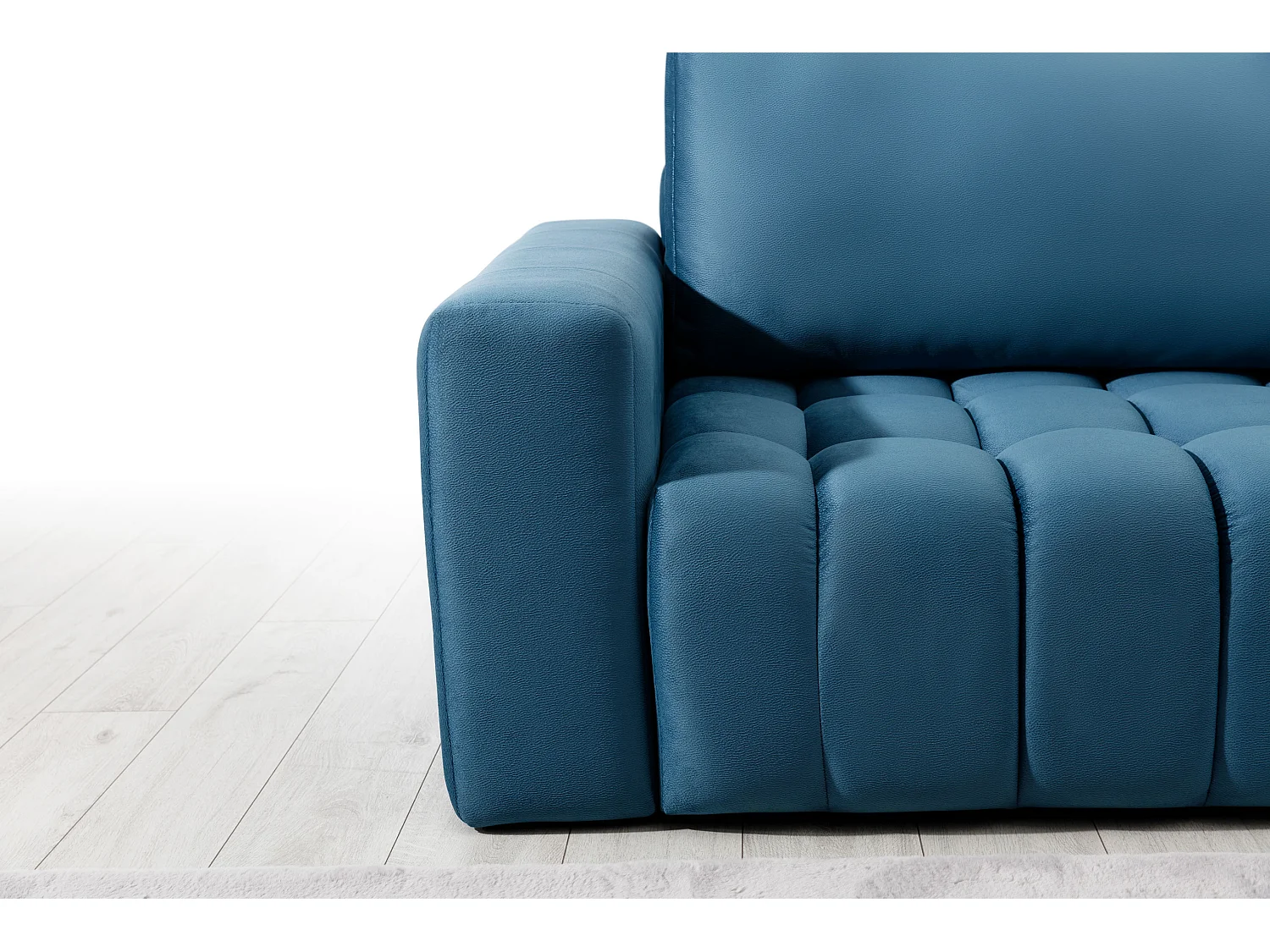 Canapé convertible design velours matelassé noir angle gauche Bozen 250cm