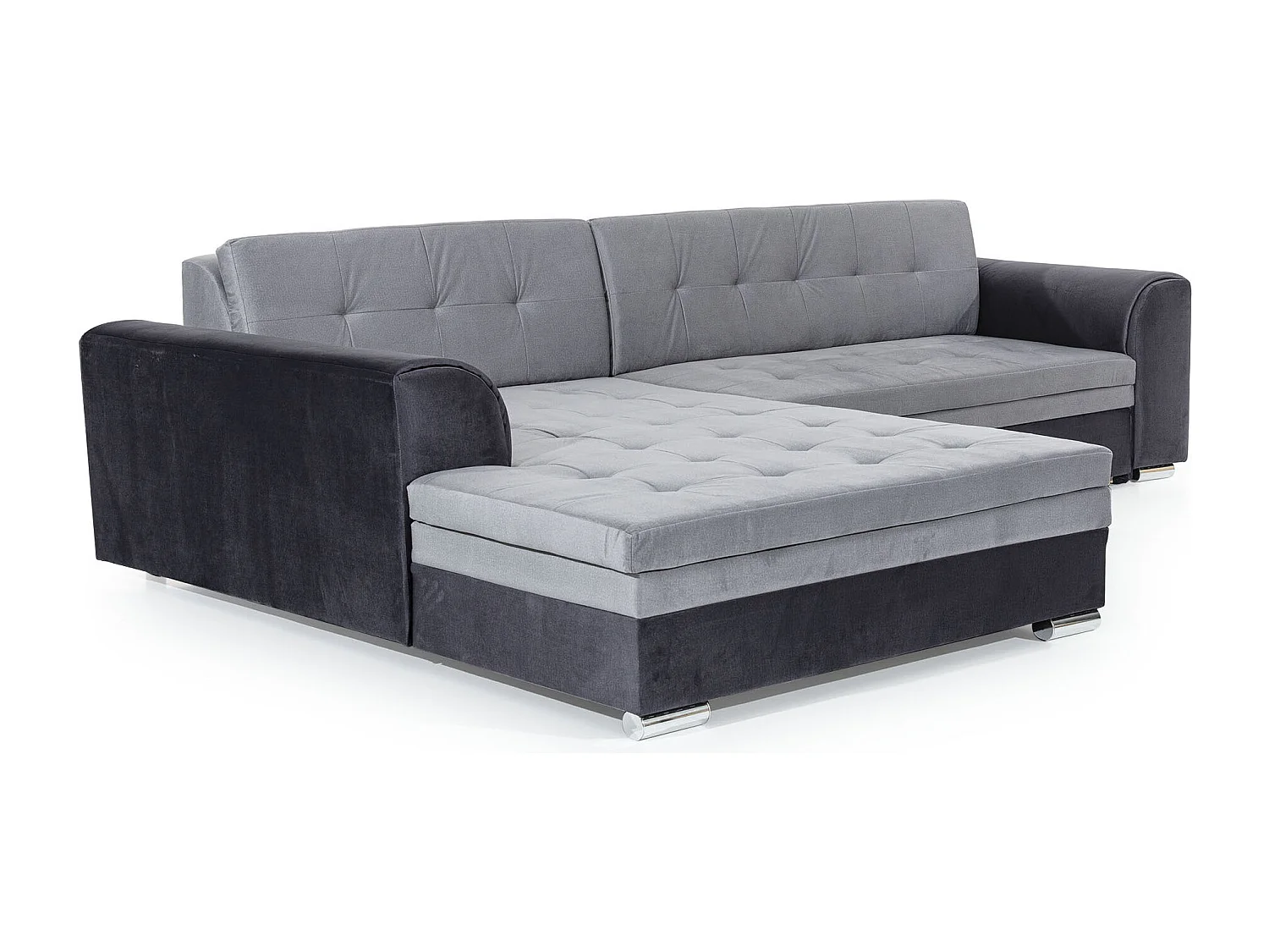 Canapé d'angle gauche convertible 4 places tissu marron et beige Looka 295cm