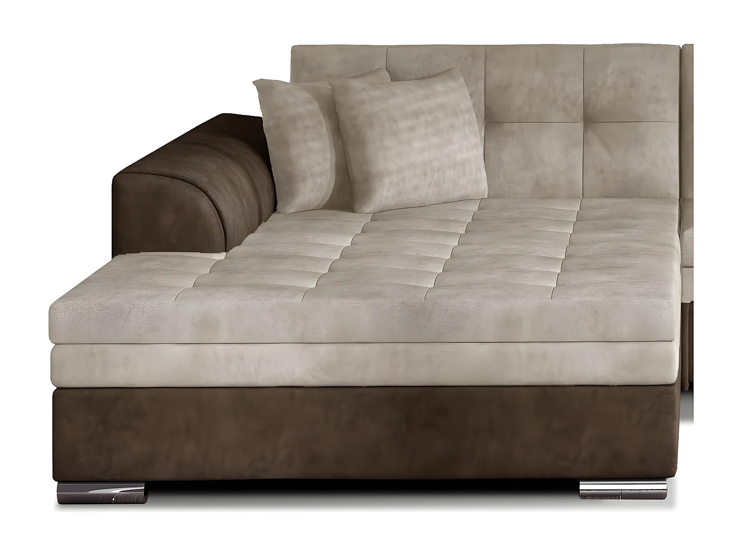 Canapé d'angle gauche convertible 4 places tissu marron et beige Looka 295cm