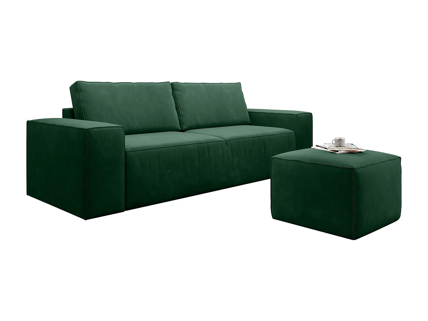 Canapé convertible 4 places tissu vert foncé Willace 260cm