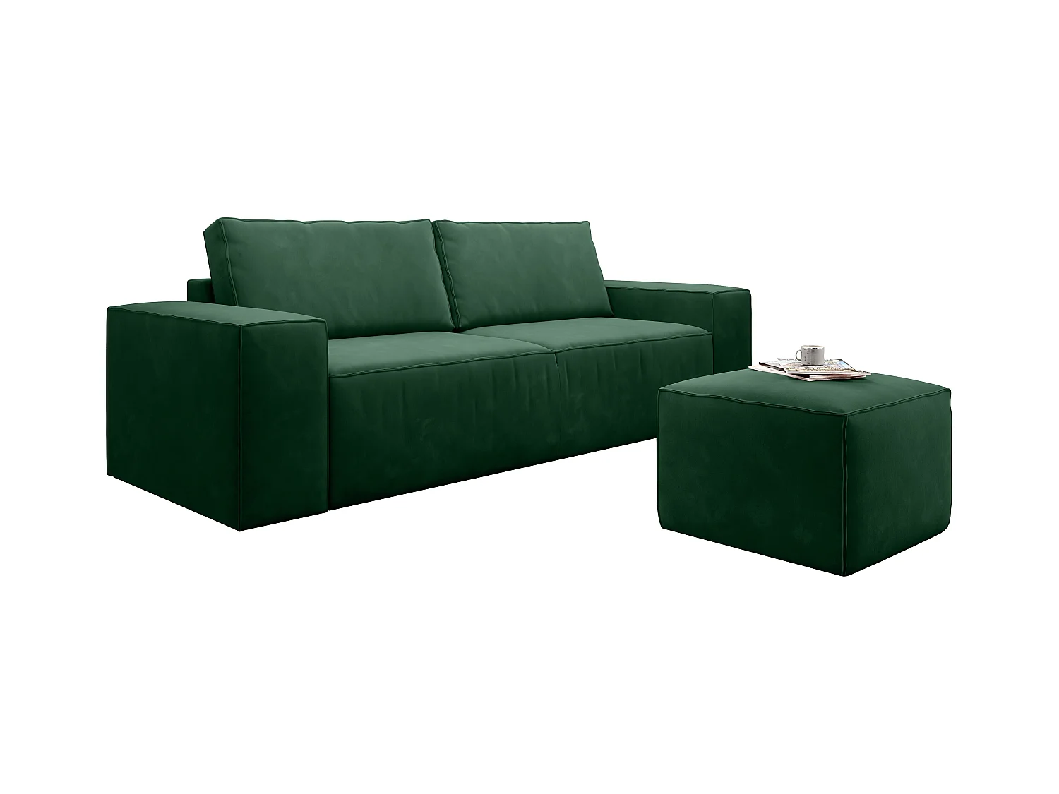 Canapé convertible 4 places tissu vert foncé Willace 260cm