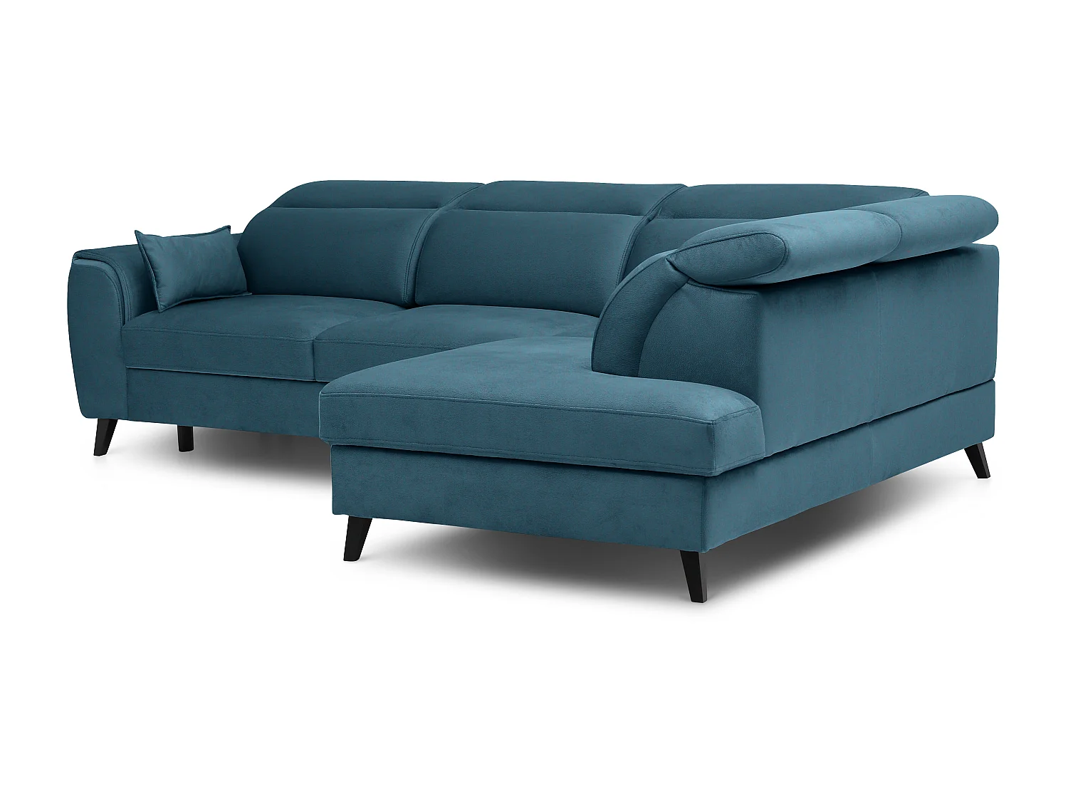 Canapé d'angle droit convertible tissu bleu canard Noblesse 255cm