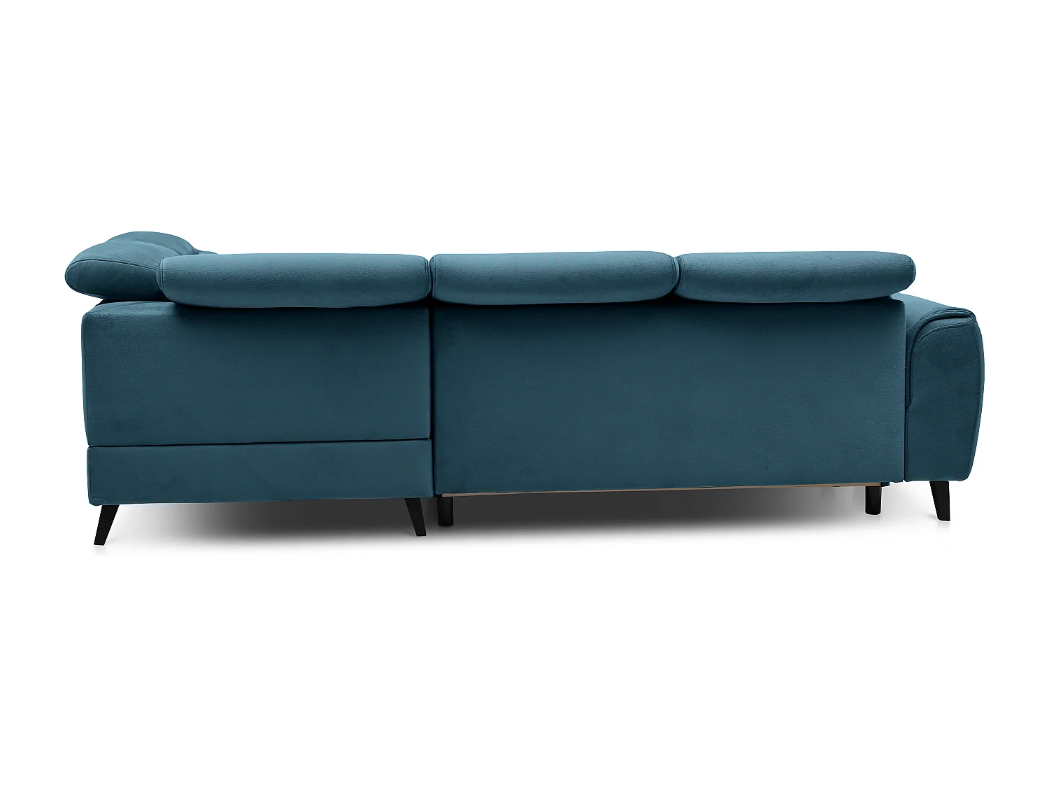 Canapé d'angle droit convertible tissu bleu canard Noblesse 255cm