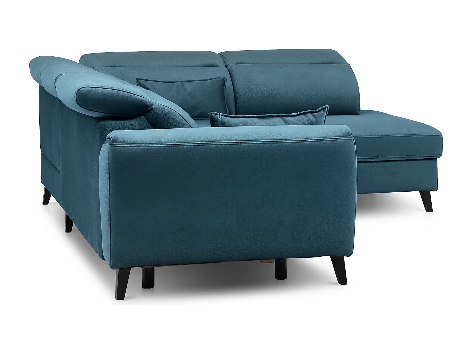 Canapé d'angle droit convertible tissu bleu canard Noblesse 255cm