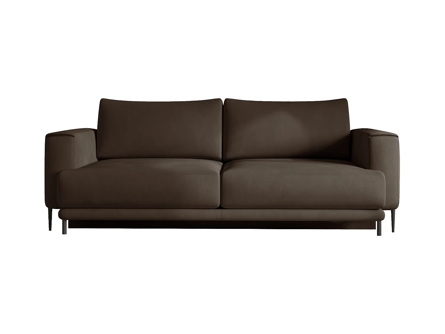 Canapé convertible design 4 places tissu doux marron et pieds métal noir Arkia 260cm