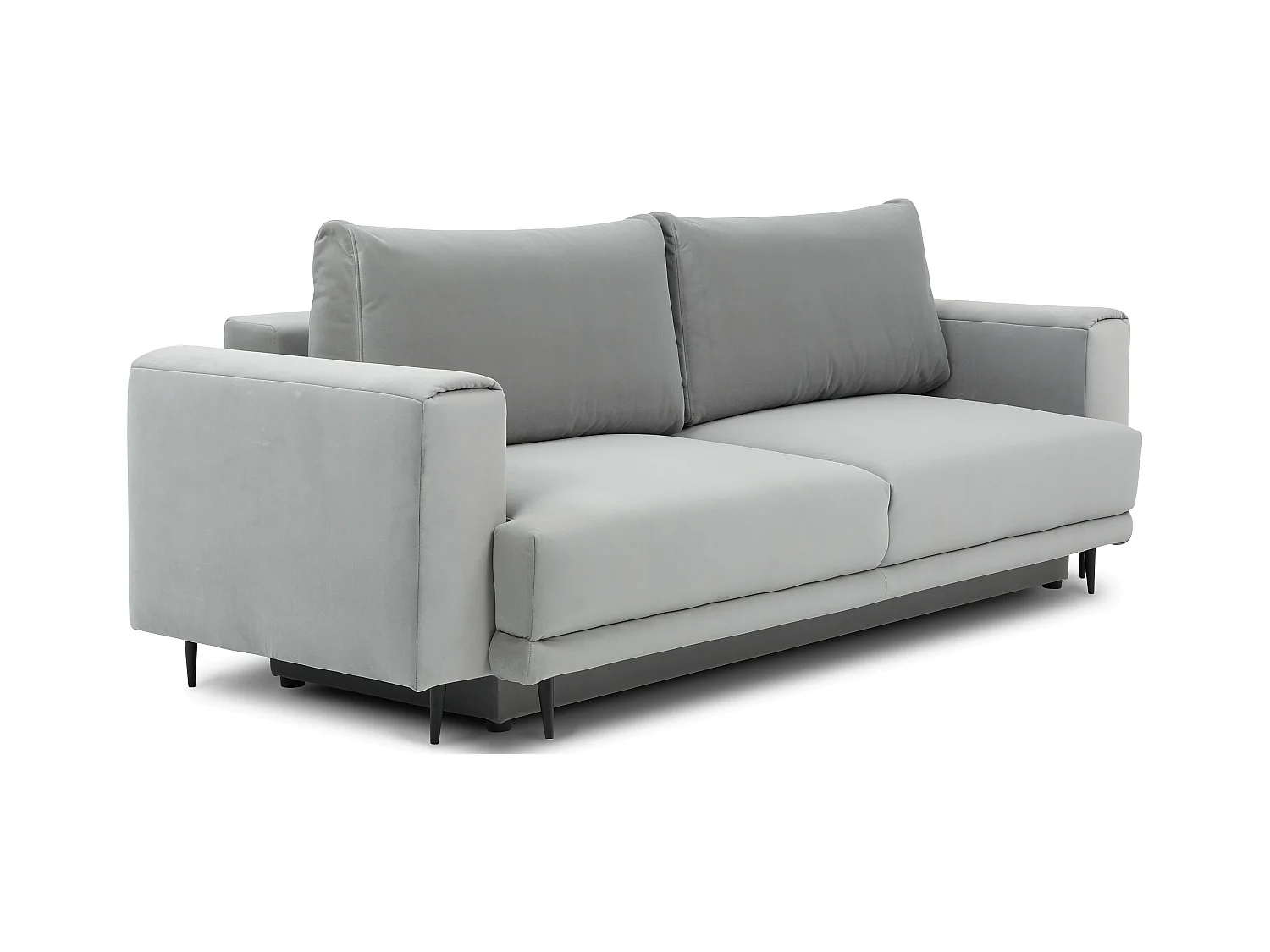 Sofá convertible recto DAVINA de terciopelo con compartimento de almacenamiento - Patas de metal negro-Color Marrón oscuro