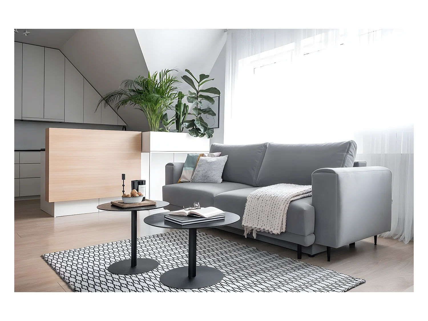 Sofá convertible recto DAVINA de terciopelo con compartimento de almacenamiento - Patas de metal negro-Color Marrón oscuro