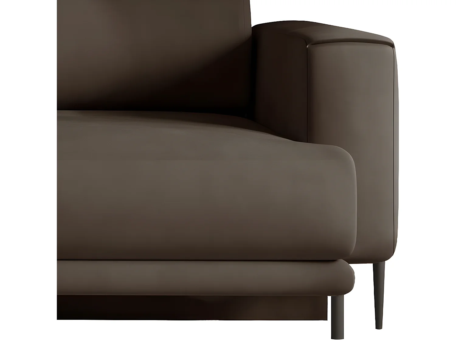 Canapé convertible design 4 places tissu doux marron et pieds métal noir Arkia 260cm