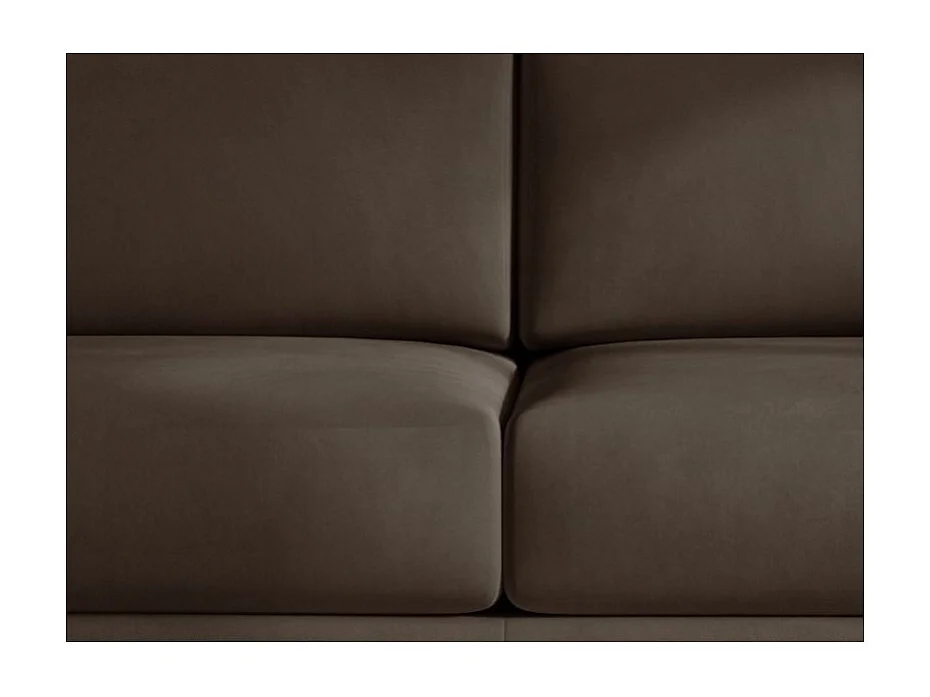 Canapé droit convertible 3 places velours DAVINA 246cm - Coffre & pieds métal noir-Marron foncé