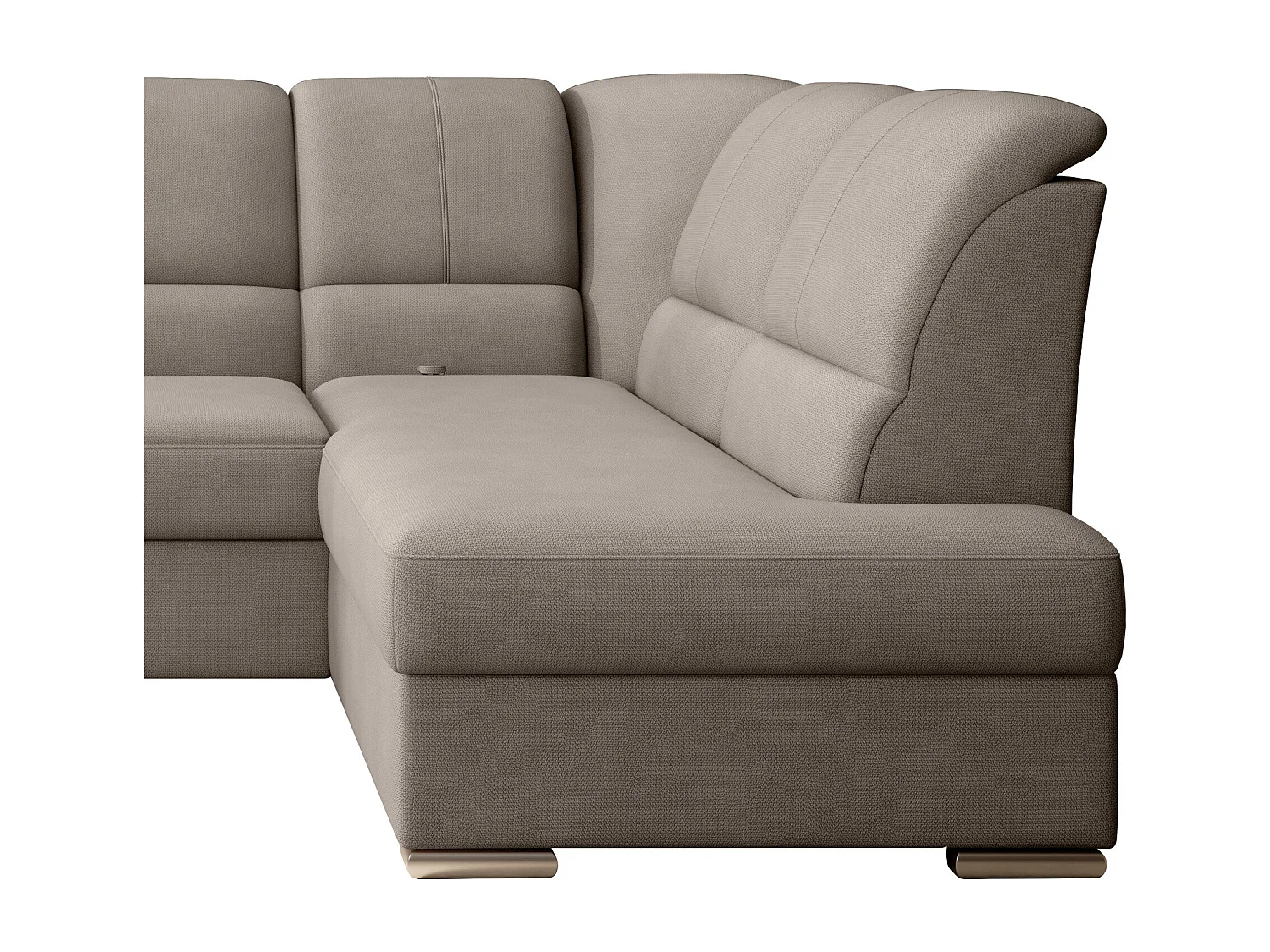 Canapé angle droit convertible tissu beige et pieds acier chromé Zabor 270cm