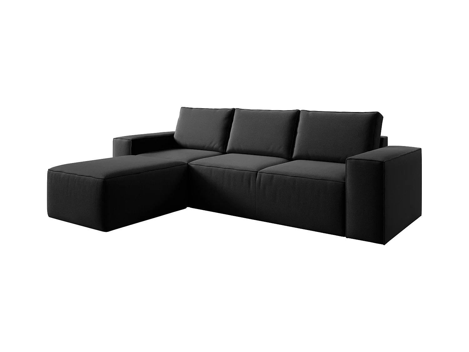 Canapé d'angle gauche convertible moderne tissu noir Willace 302cm