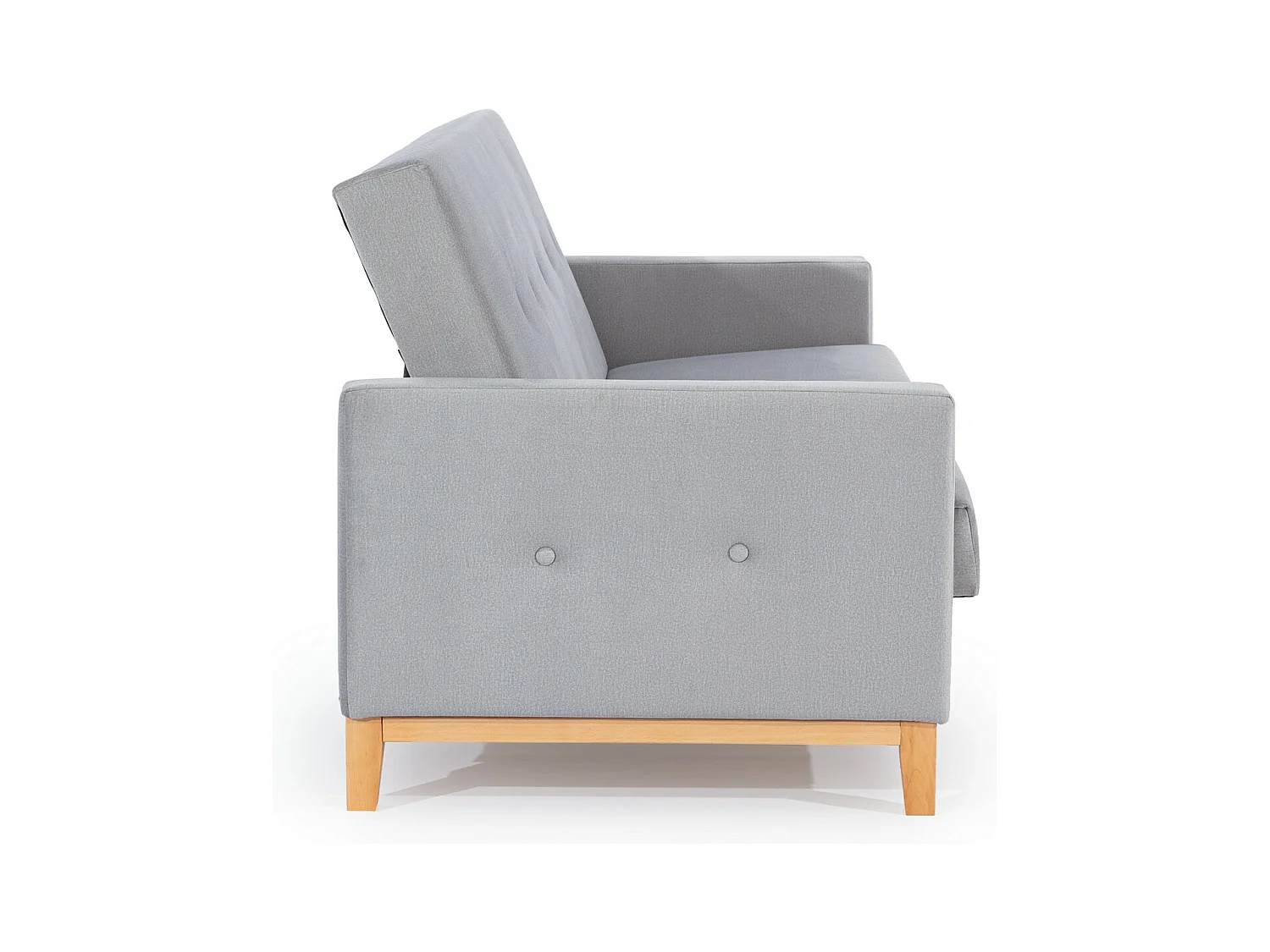 Canapé lit 3 places tissu noir et pieds en bois de hêtre Saline 216cm