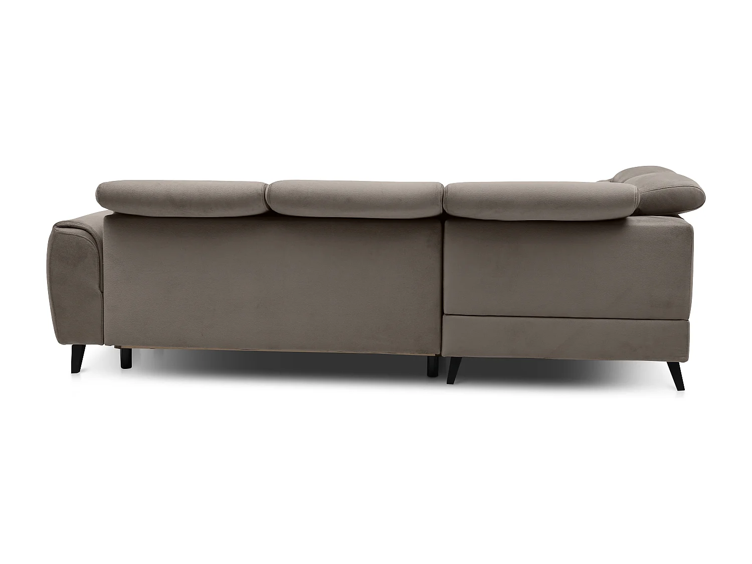Canapé d'angle convertible avec rangement tissu NOBLESSE - Pieds bois noir-Marron-angle gauche