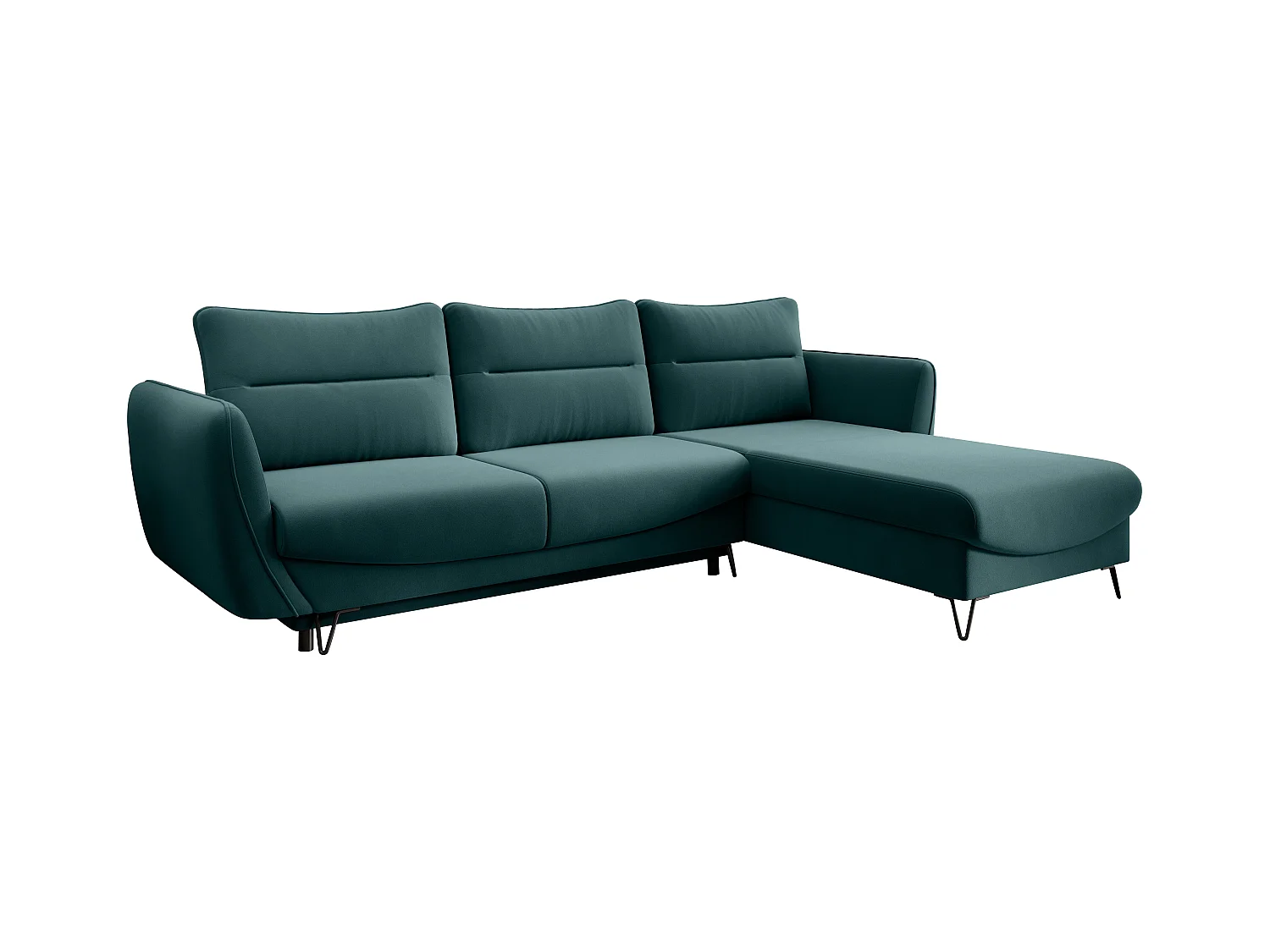 Canapé d'angle droit convertible velours vert bouteille Zurik 276cm