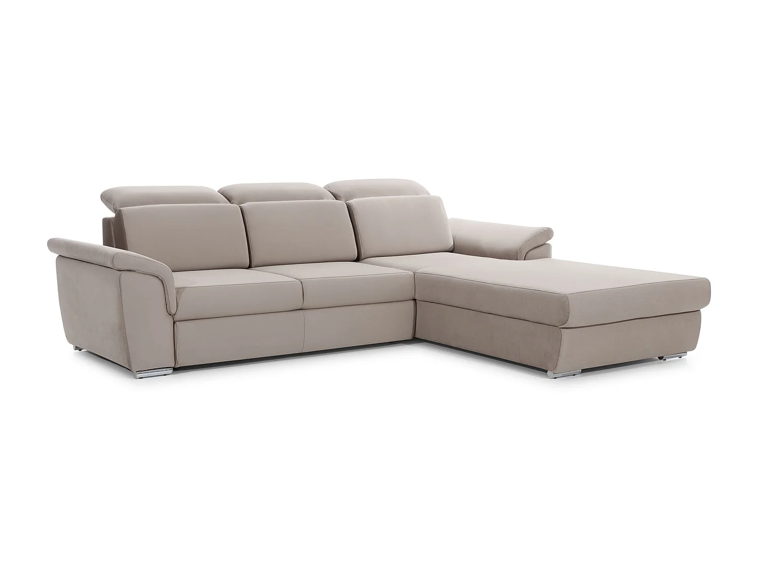 Canapé convertible d'angle droit tissu rose têtières réglables Suzy 272cm