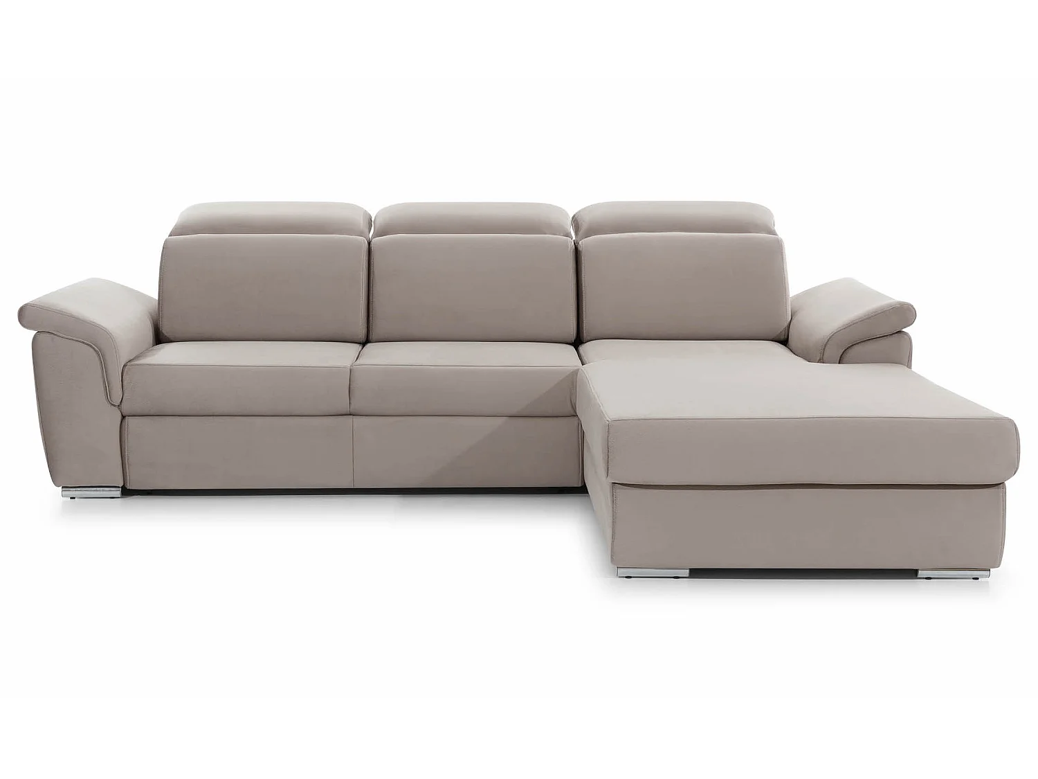 Canapé convertible d'angle droit tissu rose têtières réglables Suzy 272cm