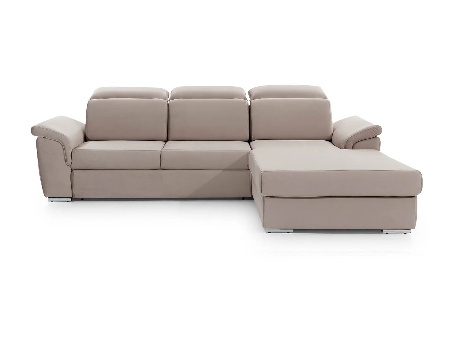 Canapé convertible d'angle droit tissu rose têtières réglables Suzy 272cm