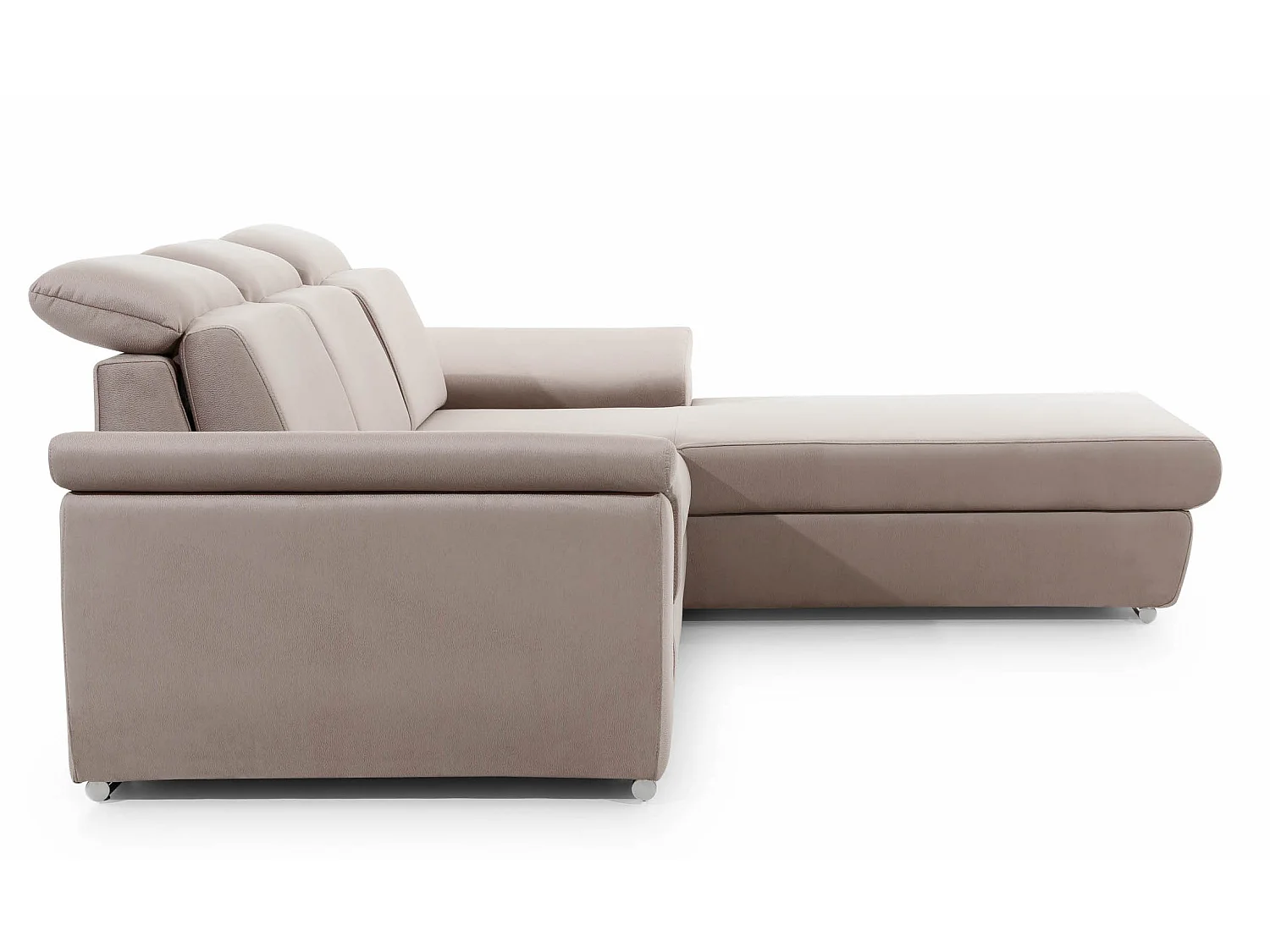 Canapé convertible d'angle droit tissu rose têtières réglables Suzy 272cm