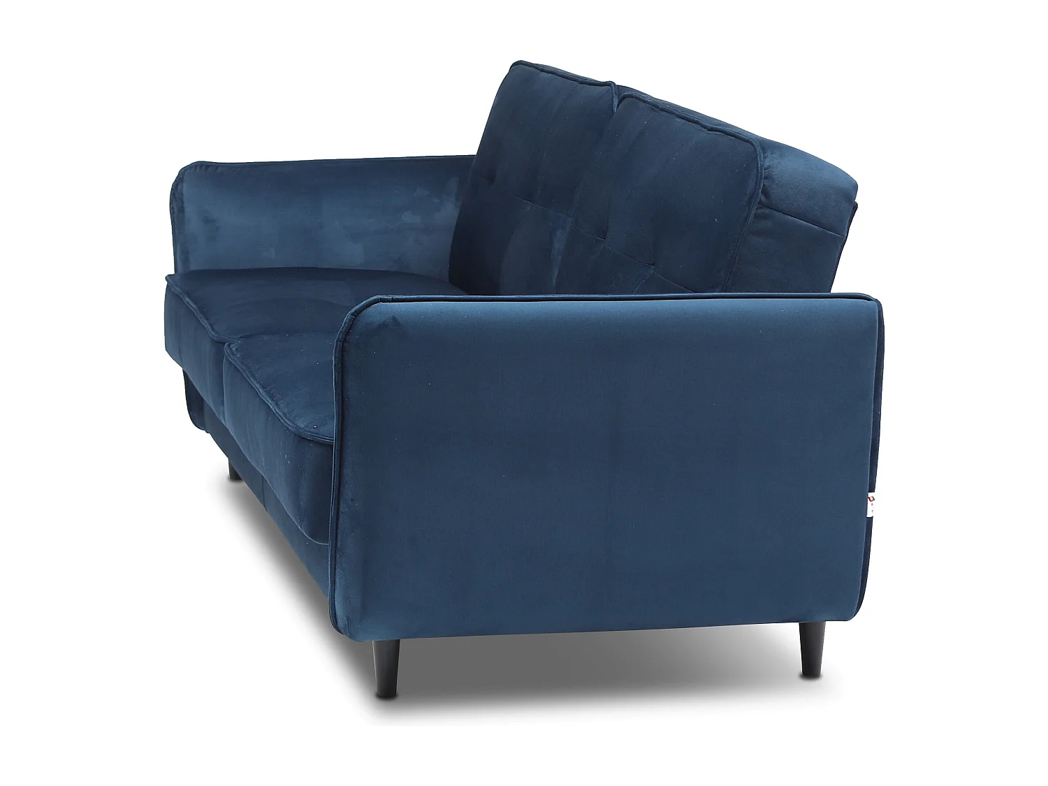 Canapé convertible 3 places velours anthracite capitonné et pieds bois noir Bizza 220cm