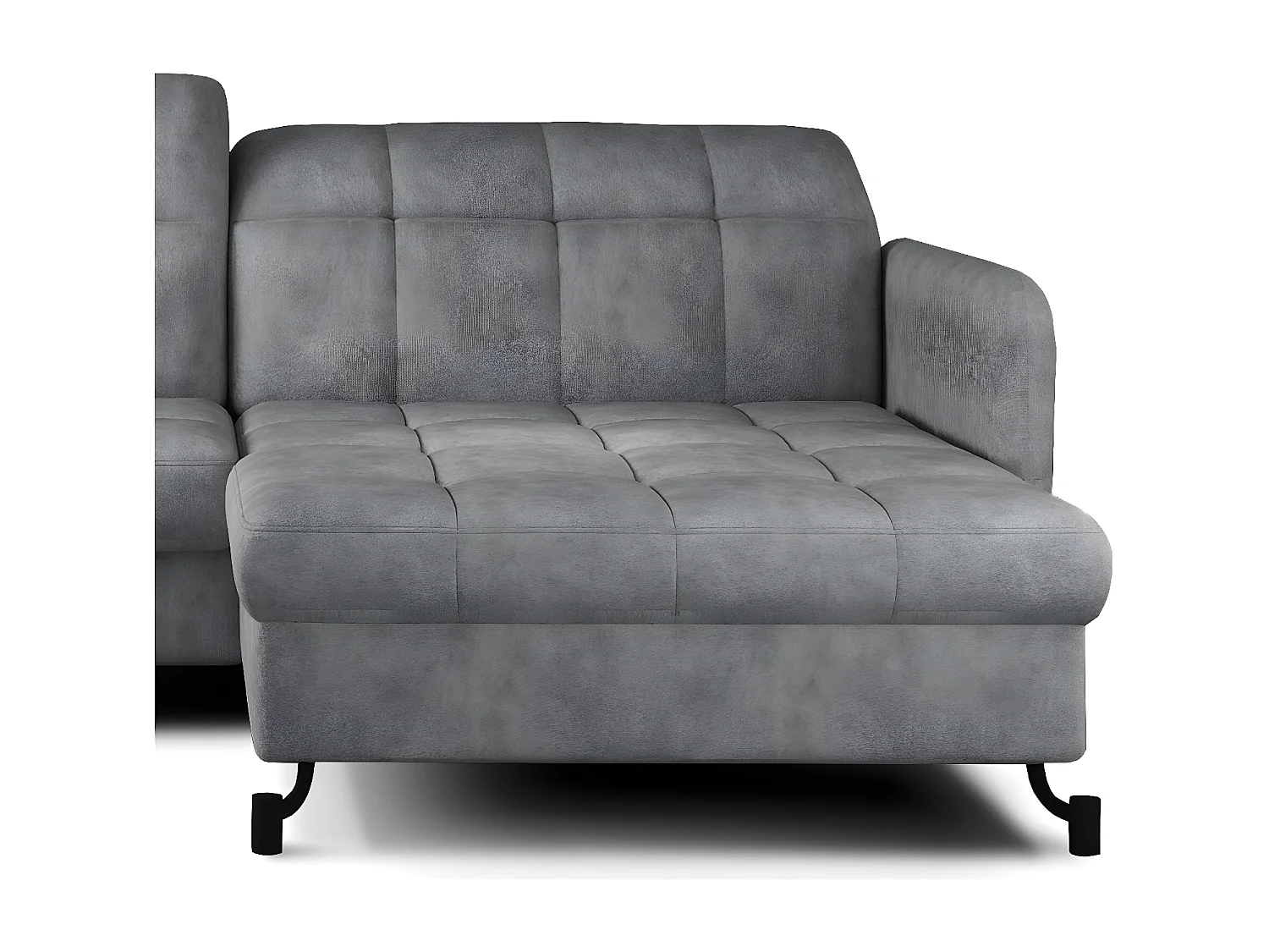 Rechthoekige slaapbank met verstelbare hoofdsteunen Lory grijze gewatteerde stof 225 cm