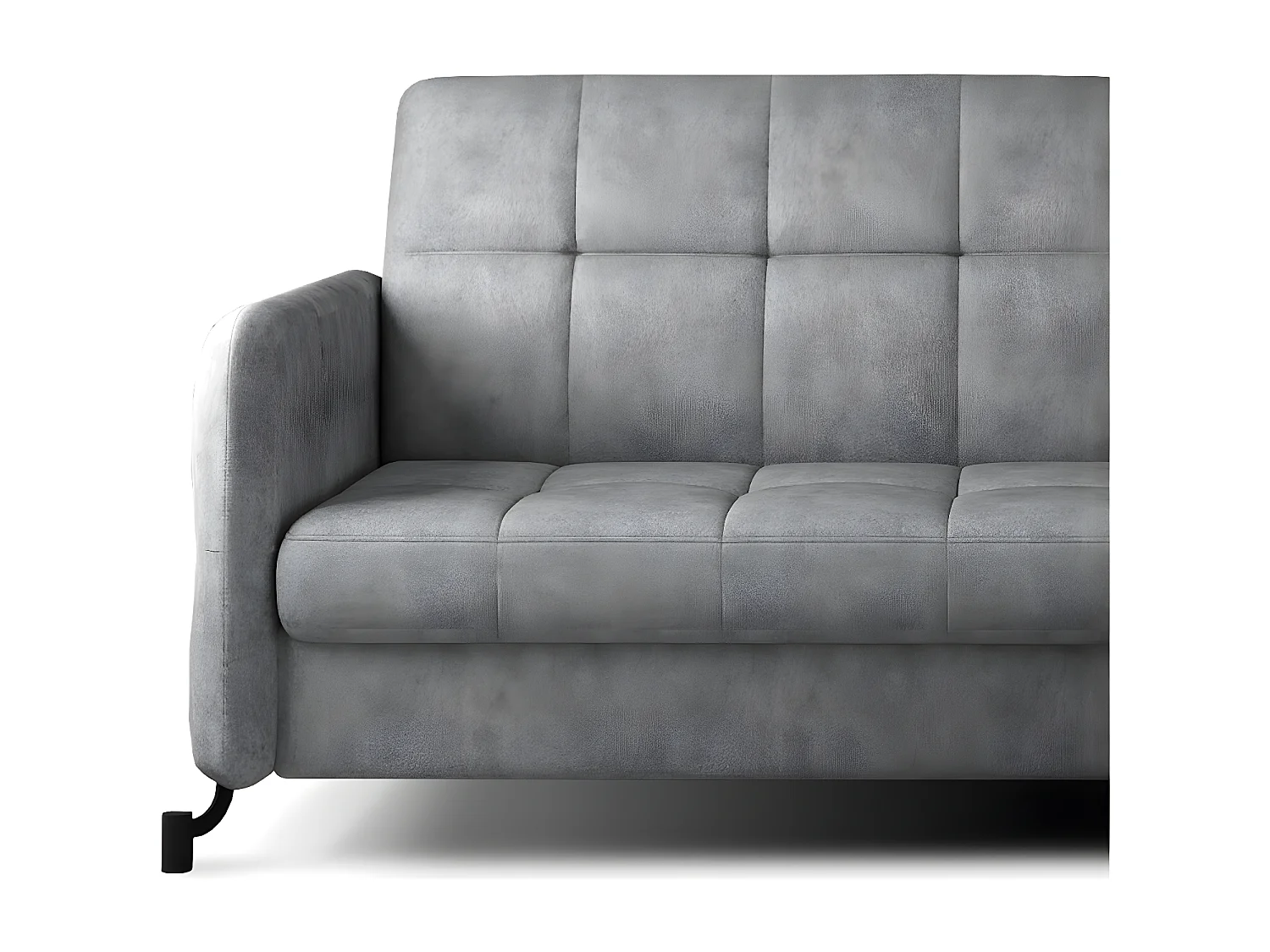 Rechthoekige slaapbank met verstelbare hoofdsteunen Lory grijze gewatteerde stof 225 cm