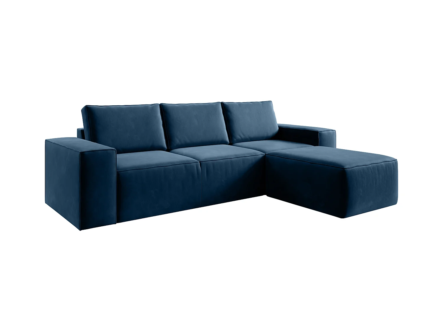 Canapé d'angle droit convertible moderne tissu bleu foncé Willace 302cm
