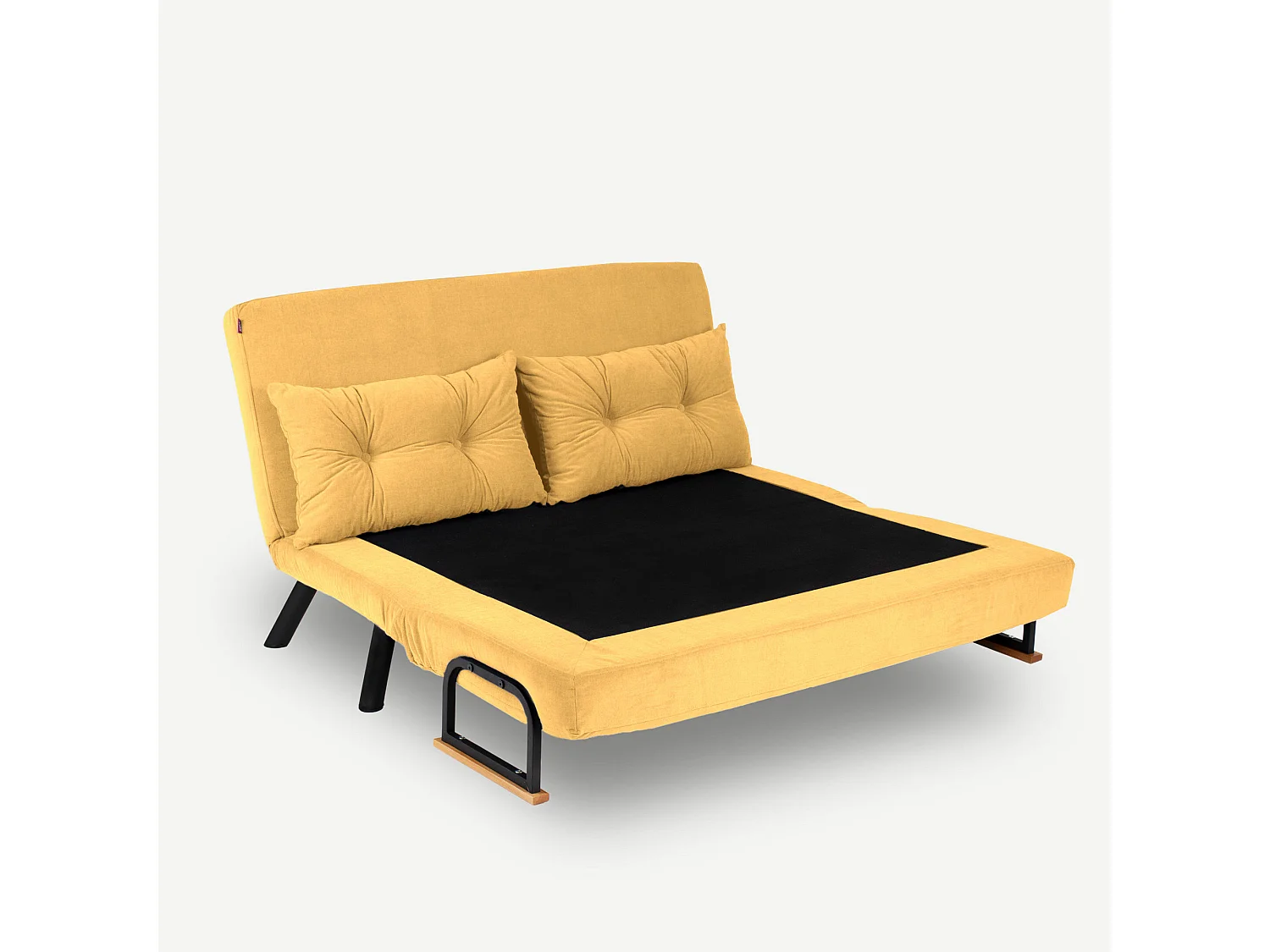Canapé convertible tissu Sylvano-Couleur Jaune-2 places