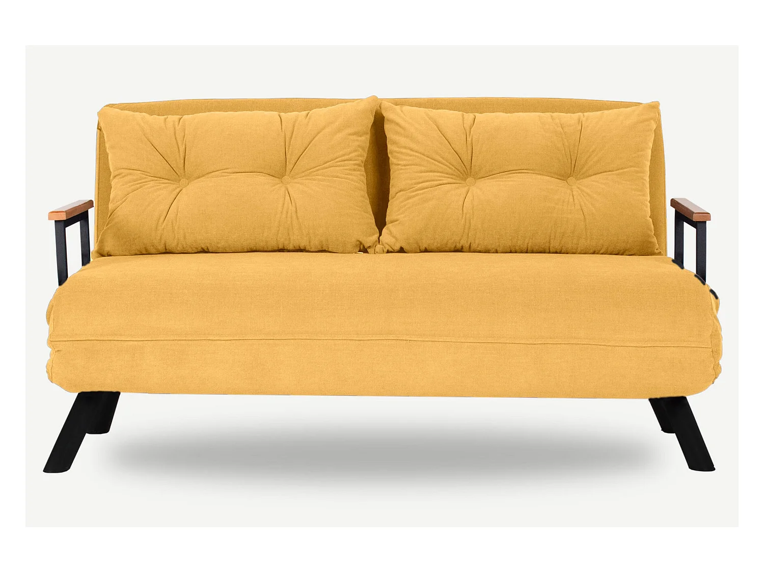 Canapé convertible tissu Sylvano-Couleur Jaune-2 places