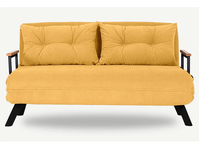 Canapé convertible tissu Sylvano-Couleur Jaune-2 places