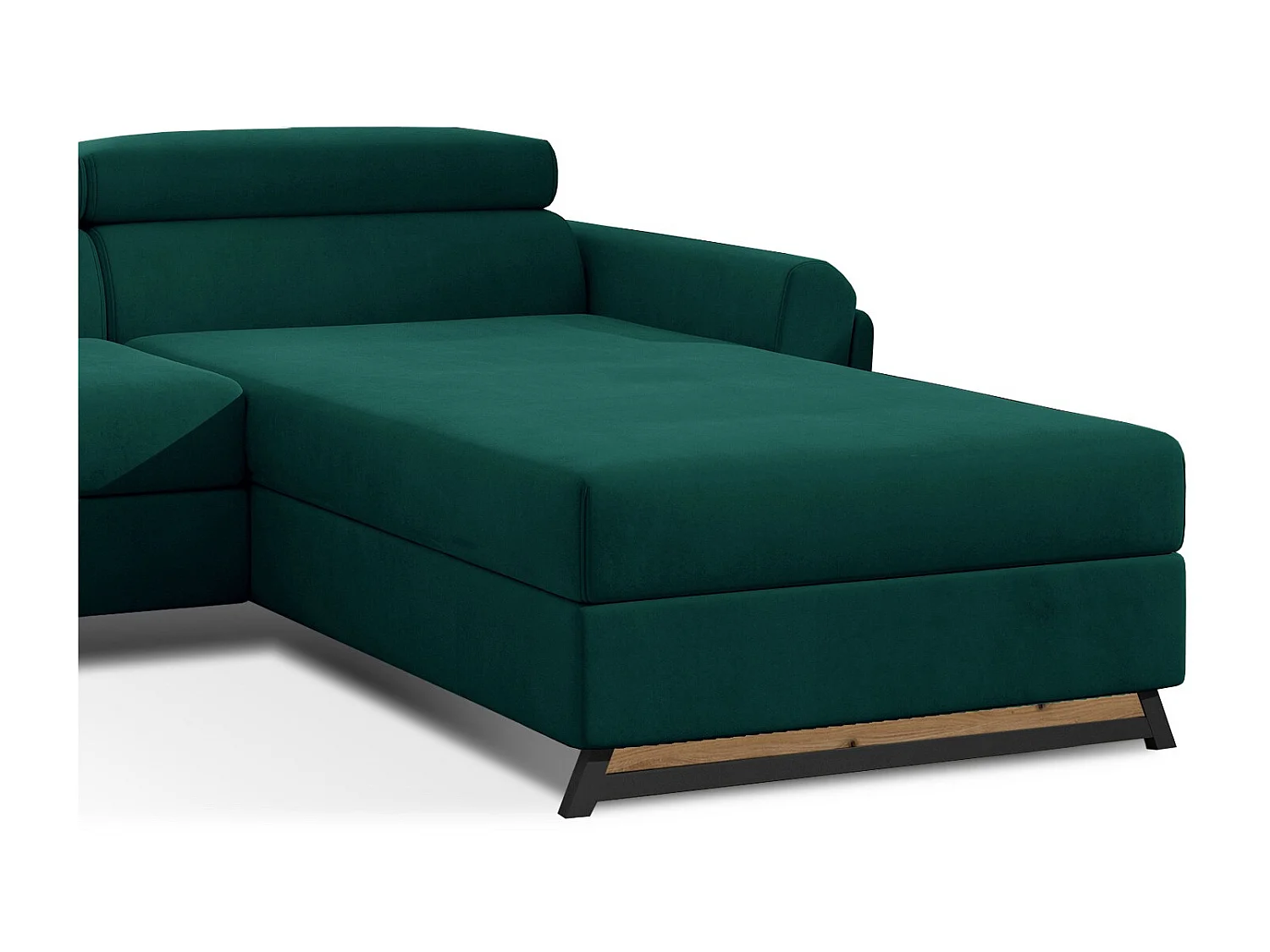 Canapé angle droit convertible velours vert foncé avec appuis-tête réglables Mazerali 300cm