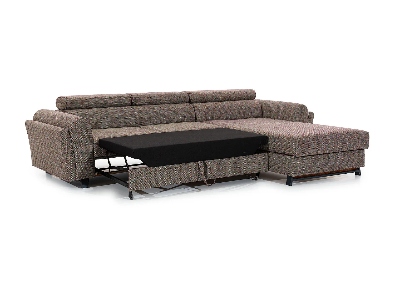 Canapé angle droit convertible velours vert foncé avec appuis-tête réglables Mazerali 300cm