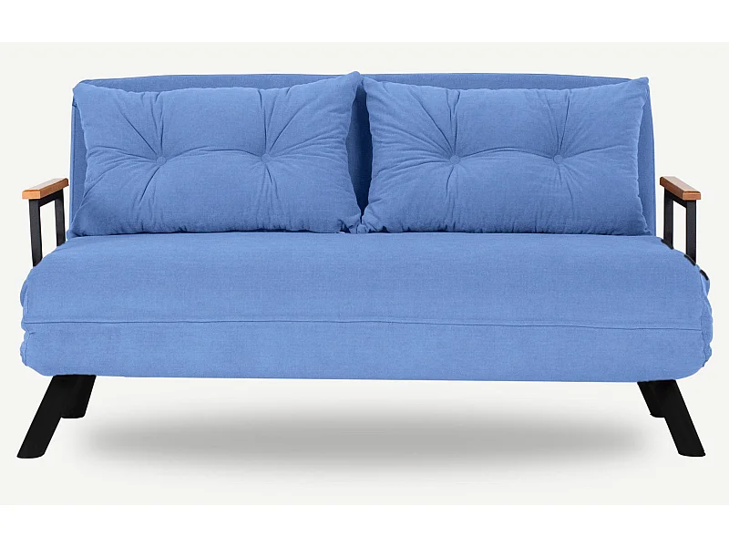 Canapé convertible tissu Sylvano-Couleur Bleu clair-2 places