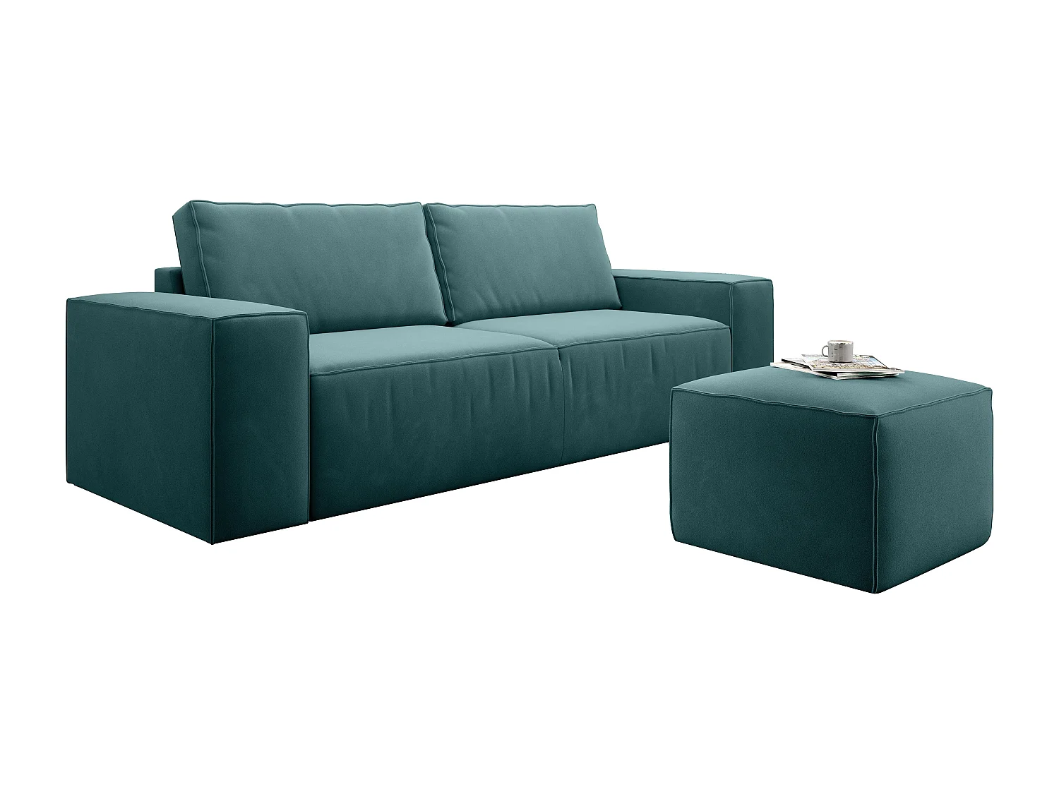 Canapé convertible 4 places velours vert Willace 260cm