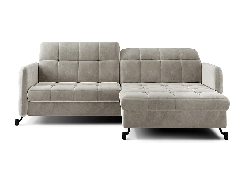 Canapé d'angle convertible velours avec coffre de rangement LORI-Beige clair-angle droit