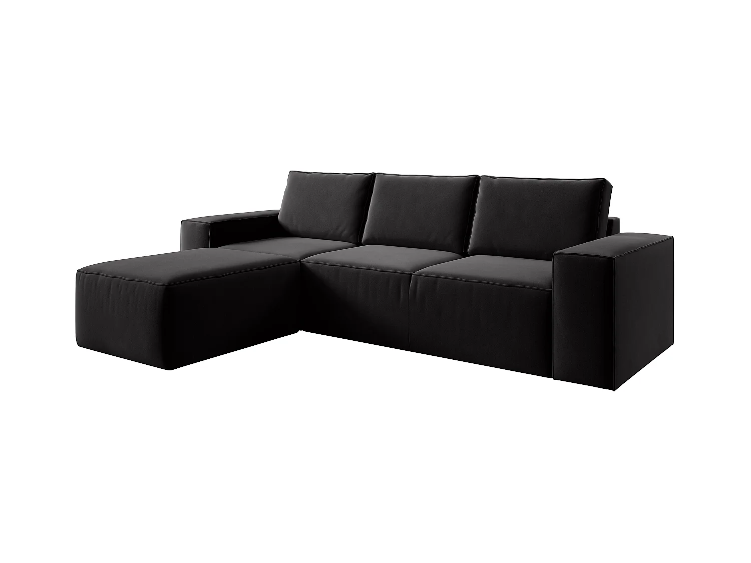 Canapé d'angle gauche convertible moderne velours noir Willace 302cm