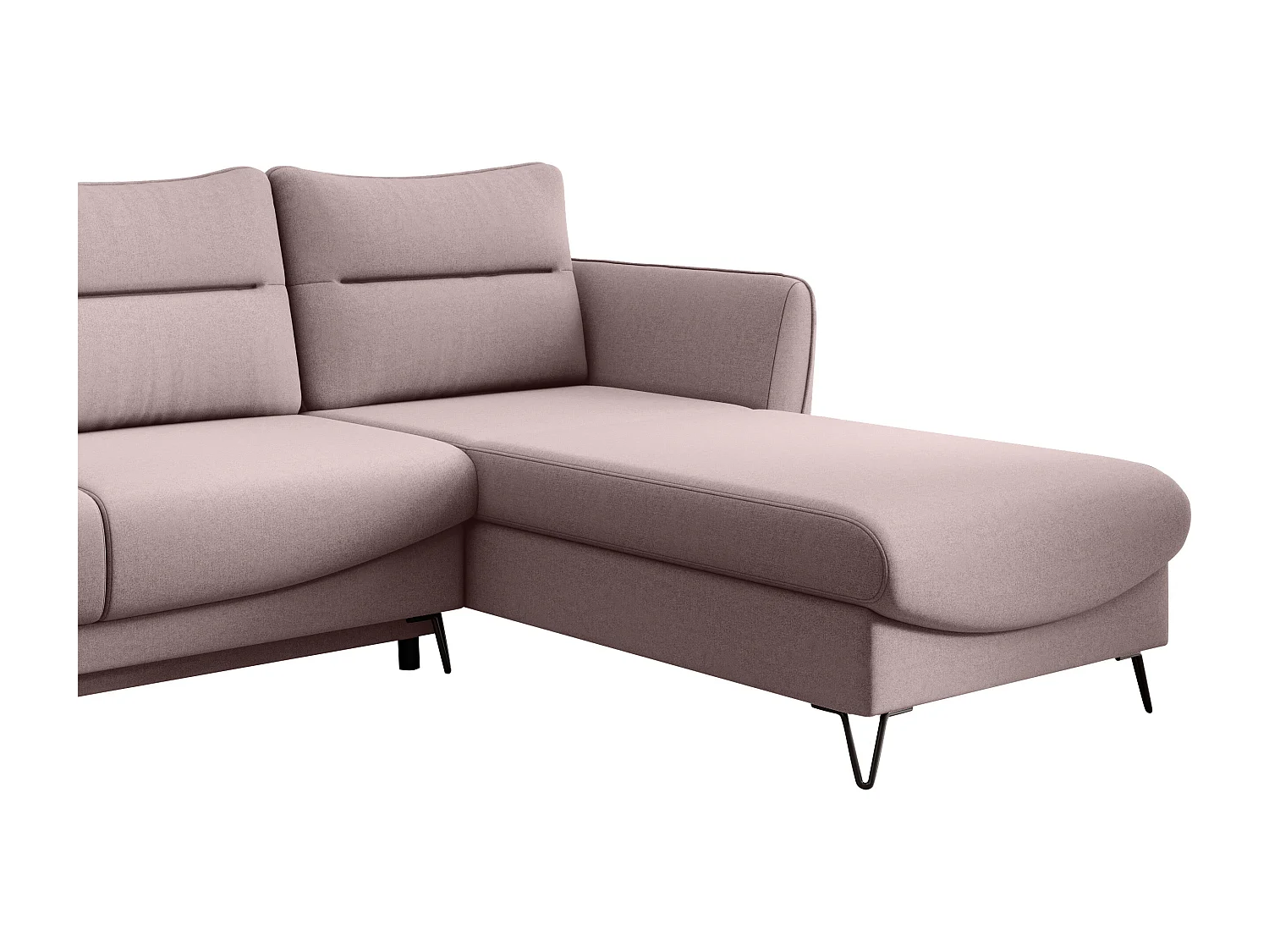 Canapé d'angle droit convertible tissu rose clair Zurik 276cm
