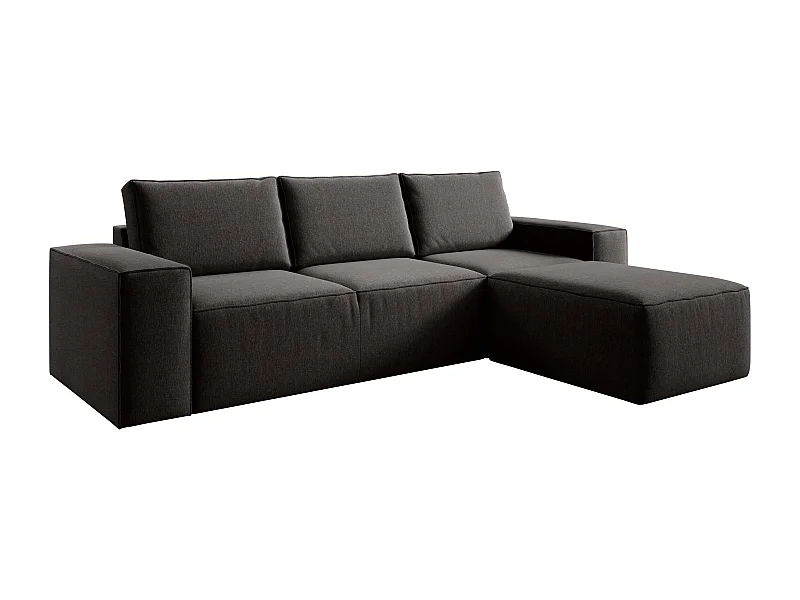 Canapé d'angle droit convertible moderne tissu marron foncé Willace 302cm