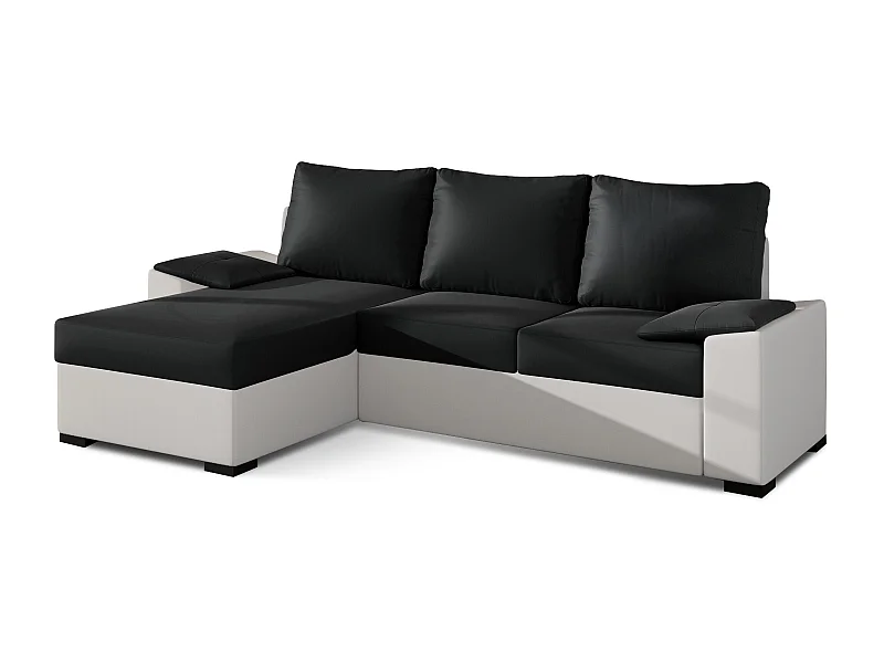Canapé angle convertible et réversible simili blanc et noir Luzo 245cm