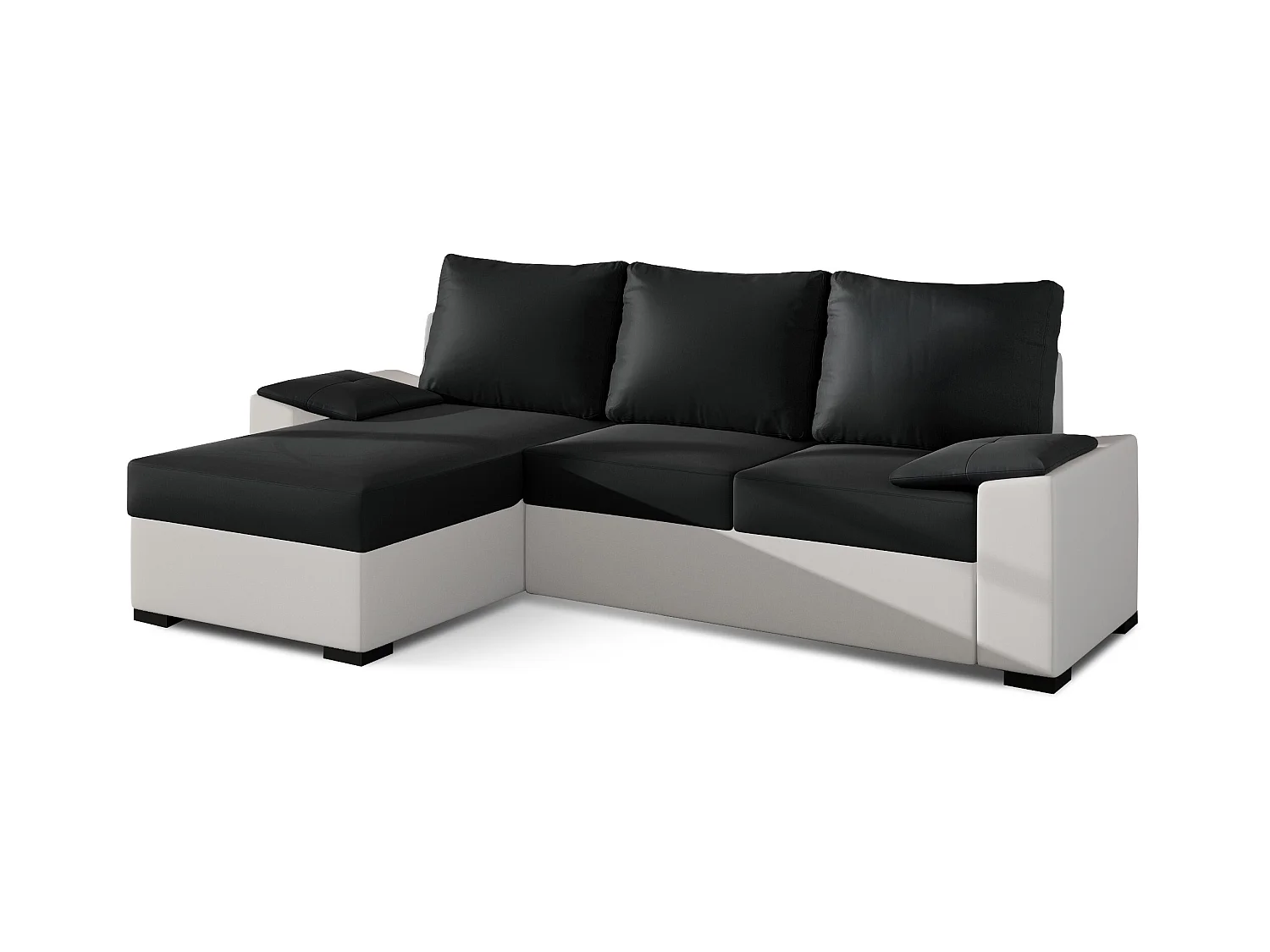 Canapé angle convertible et réversible simili blanc et noir Luzo 245cm