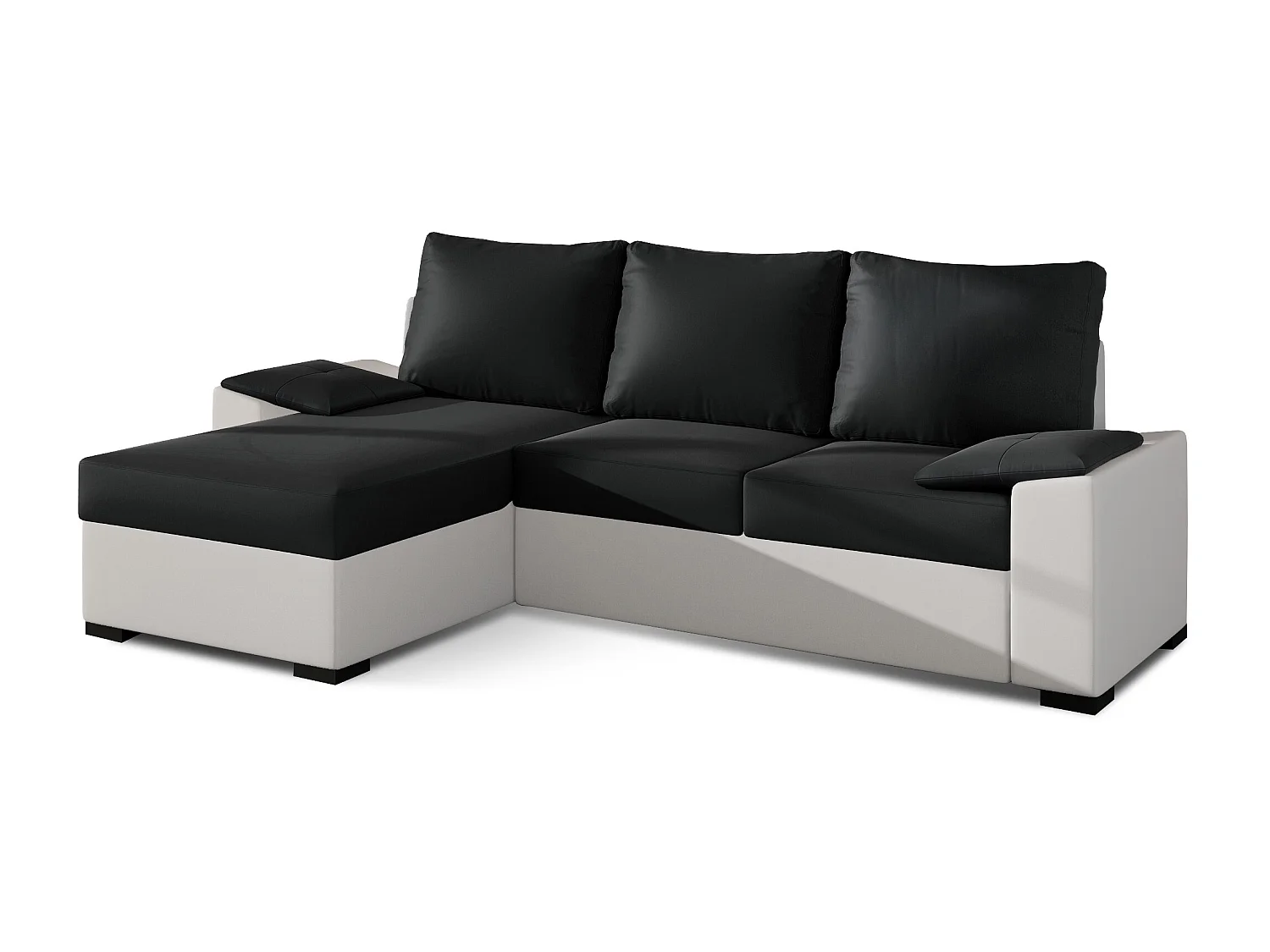 Canapé angle convertible et réversible simili blanc et noir Luzo 245cm
