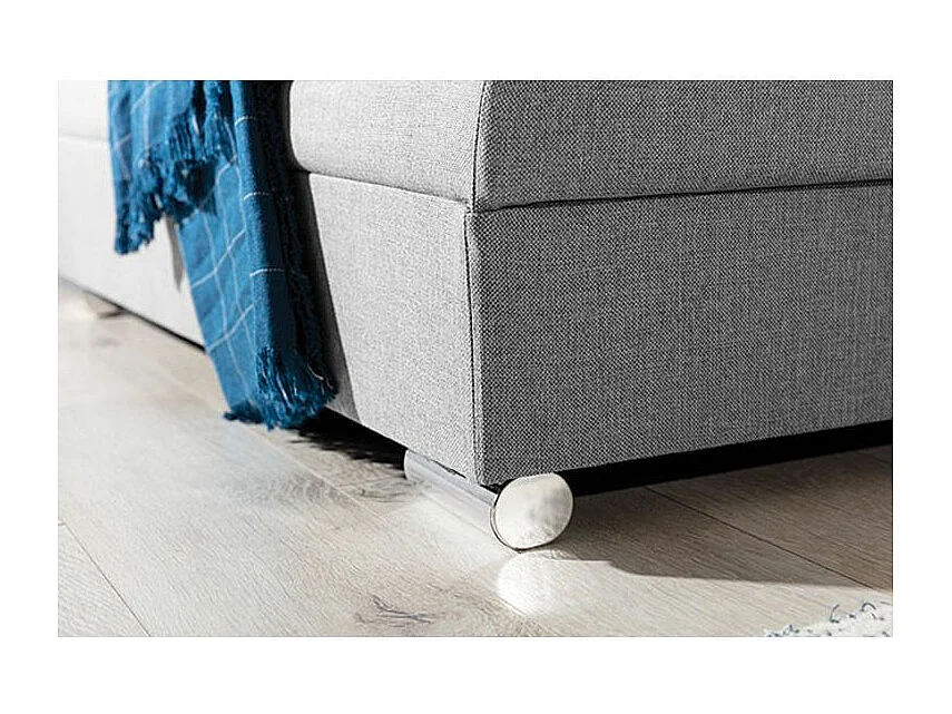 Canapé d'angle droit convertible 4 places tissu noir Looka 295cm