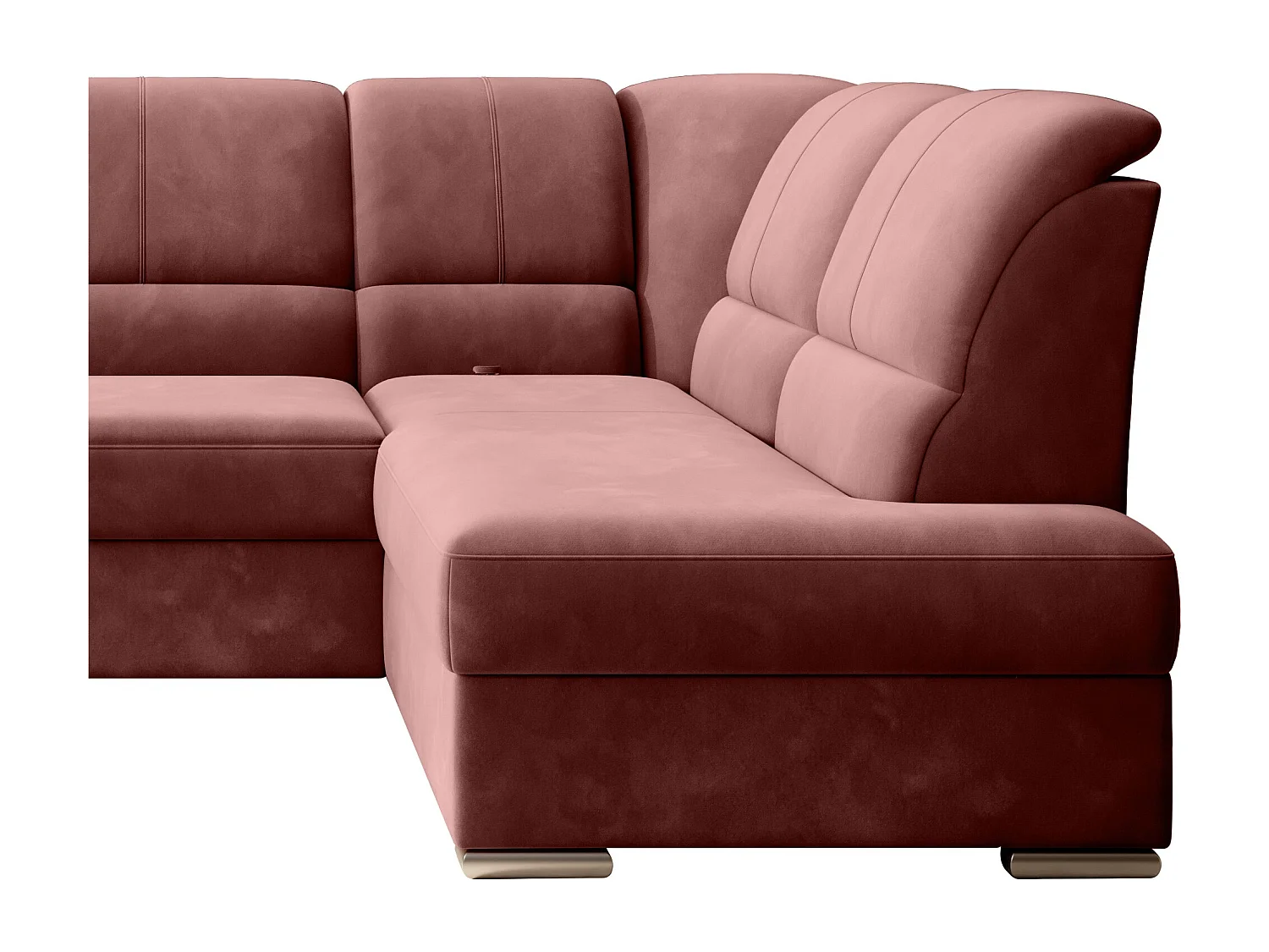 Canapé angle droit convertible tissu rouille et pieds acier chromé Zabor 270cm