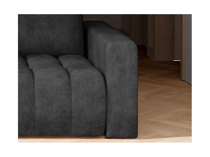 Canapé convertible express 3 places avec coffre en tissu gris foncé LARKO
