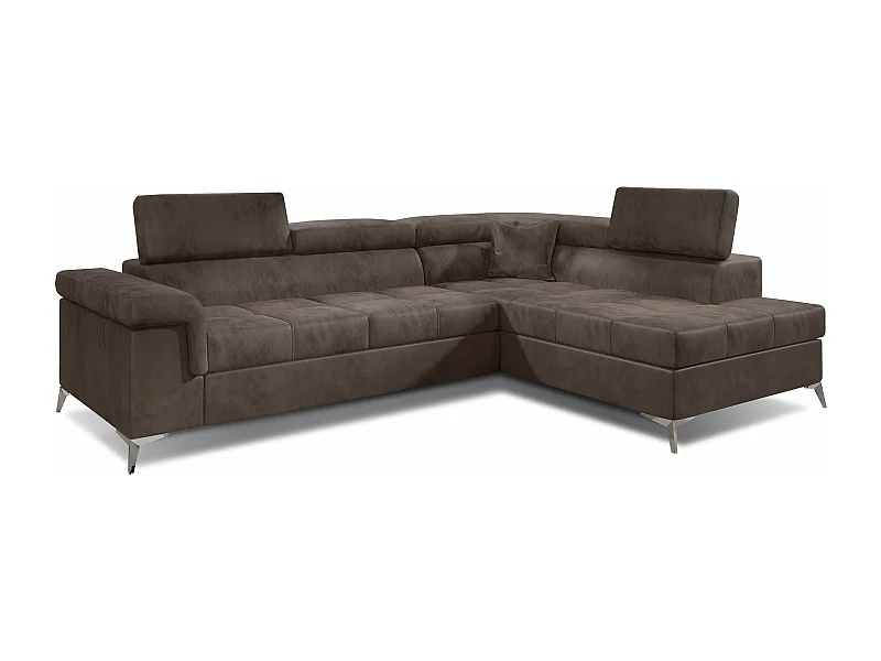 Canapé d'angle droit convertible velours marron Marido 275cm