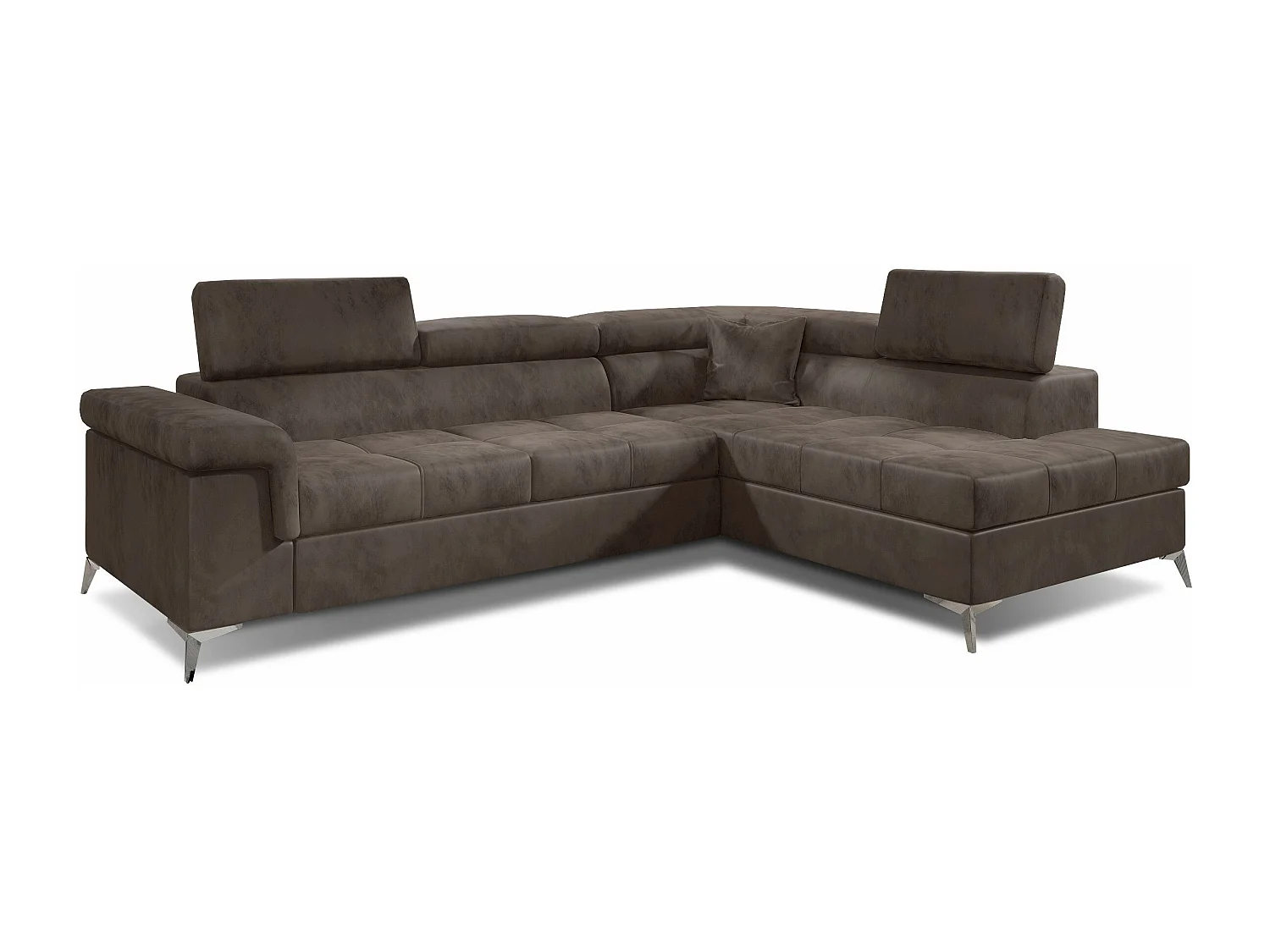 Canapé d'angle droit convertible velours marron Marido 275cm