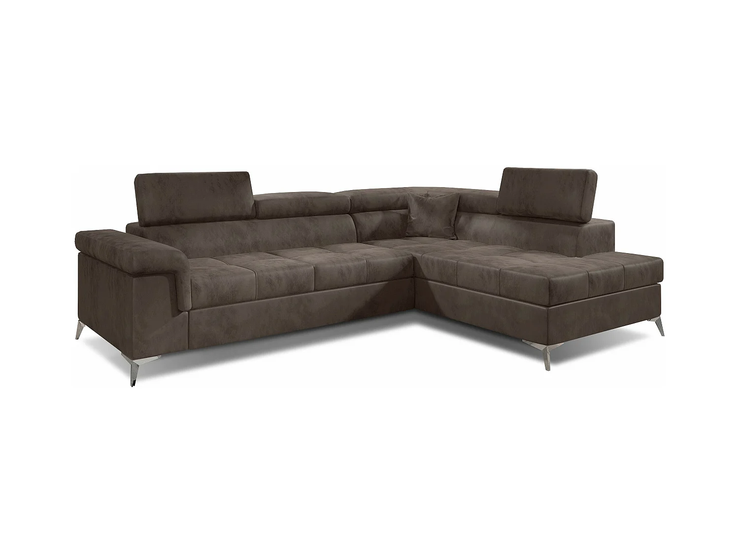 Canapé d'angle droit convertible velours marron Marido 275cm