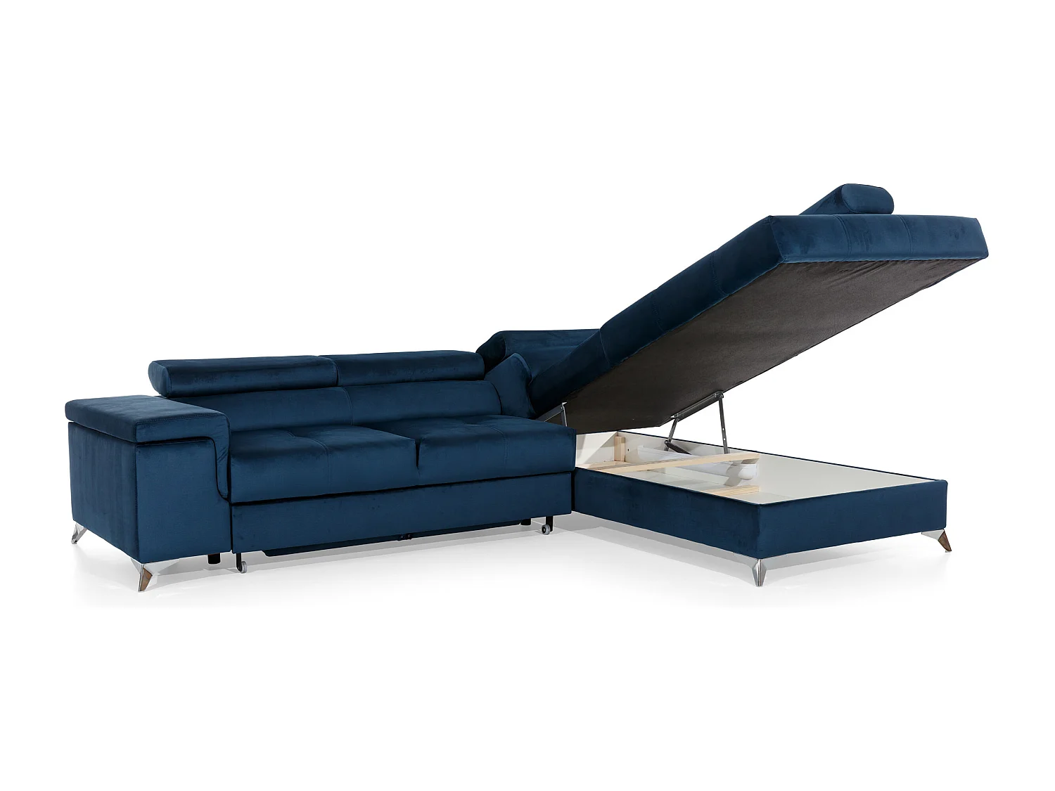 Canapé d'angle droit convertible velours marron Marido 275cm