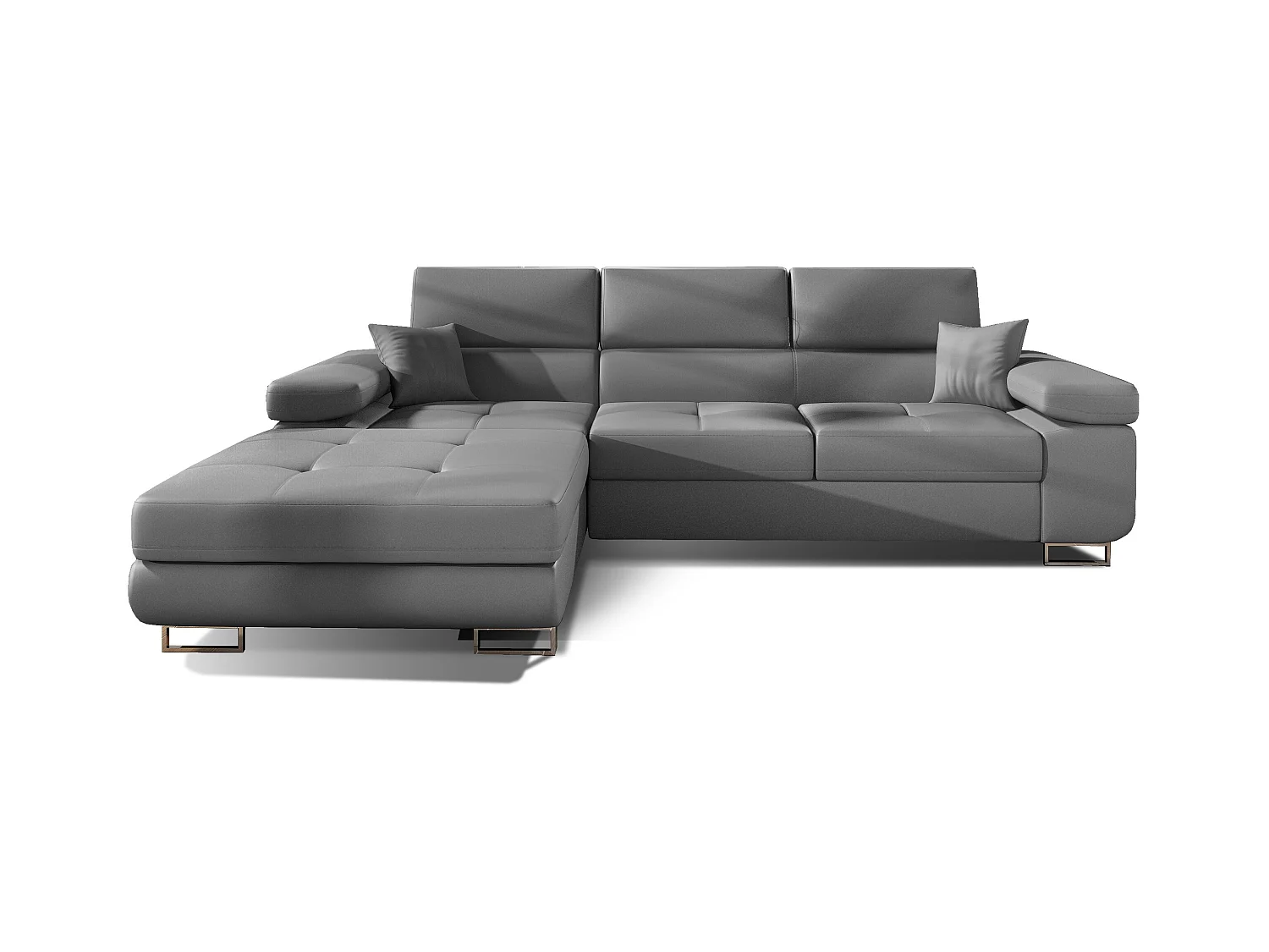 Canapé convertible d'angle gauche simili cuir gris avec rangement Wile 280cm