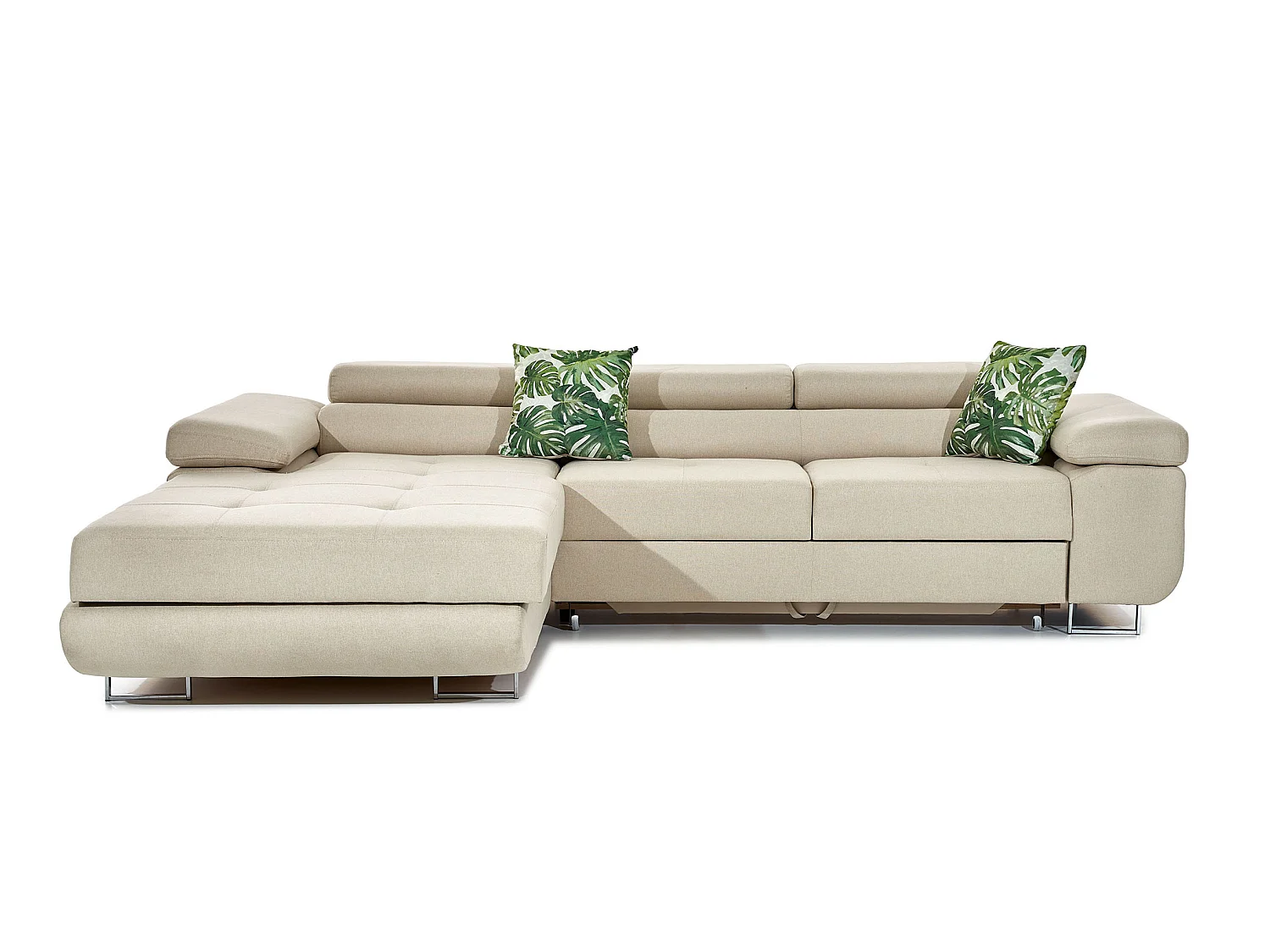 Converteerbare hoekbank links in grijs kunstleer met opbergruimte Wile 280 cm