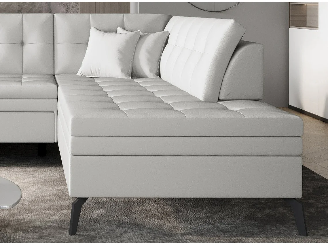 Canapé convertible capitonné angle droit simili cuir blanc Larry 260cm